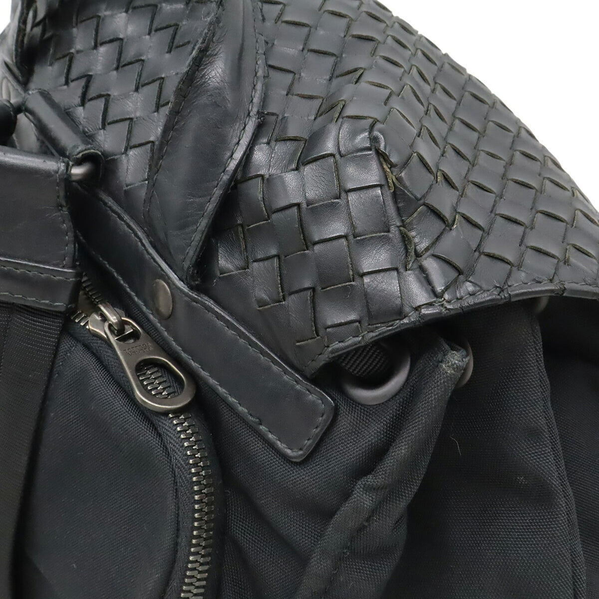 Bottega Veneta Black Nylon Leather Backpack (Pre-Owned)