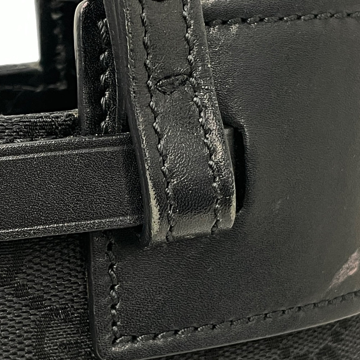 Gucci Gg Canvas Black Gg Canvas Leather Tote Bag (Pre-Owned)