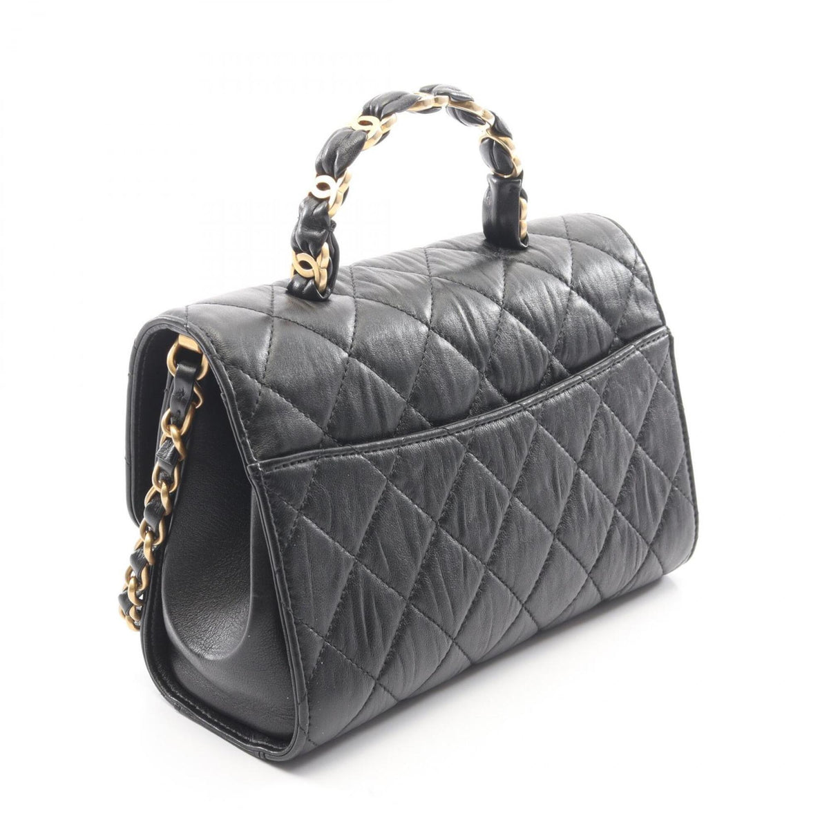 Chanel Black Leather Handbag Shoulder Bag (Pre-Owned)