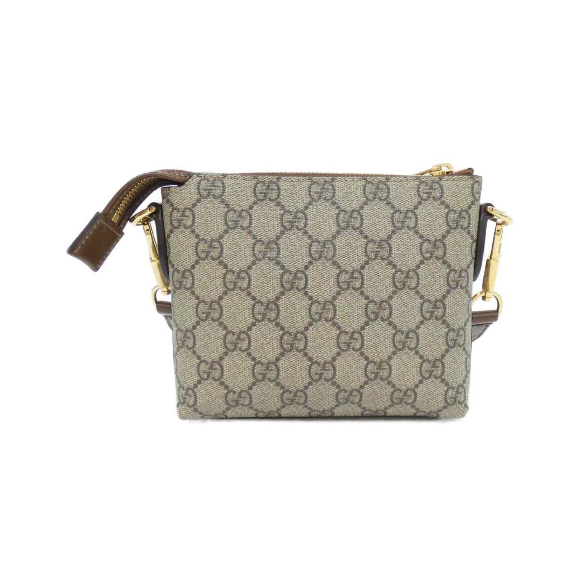 Gucci Beige Brown Gg Supreme Canvas Shoulder Bag (Pre-Owned)
