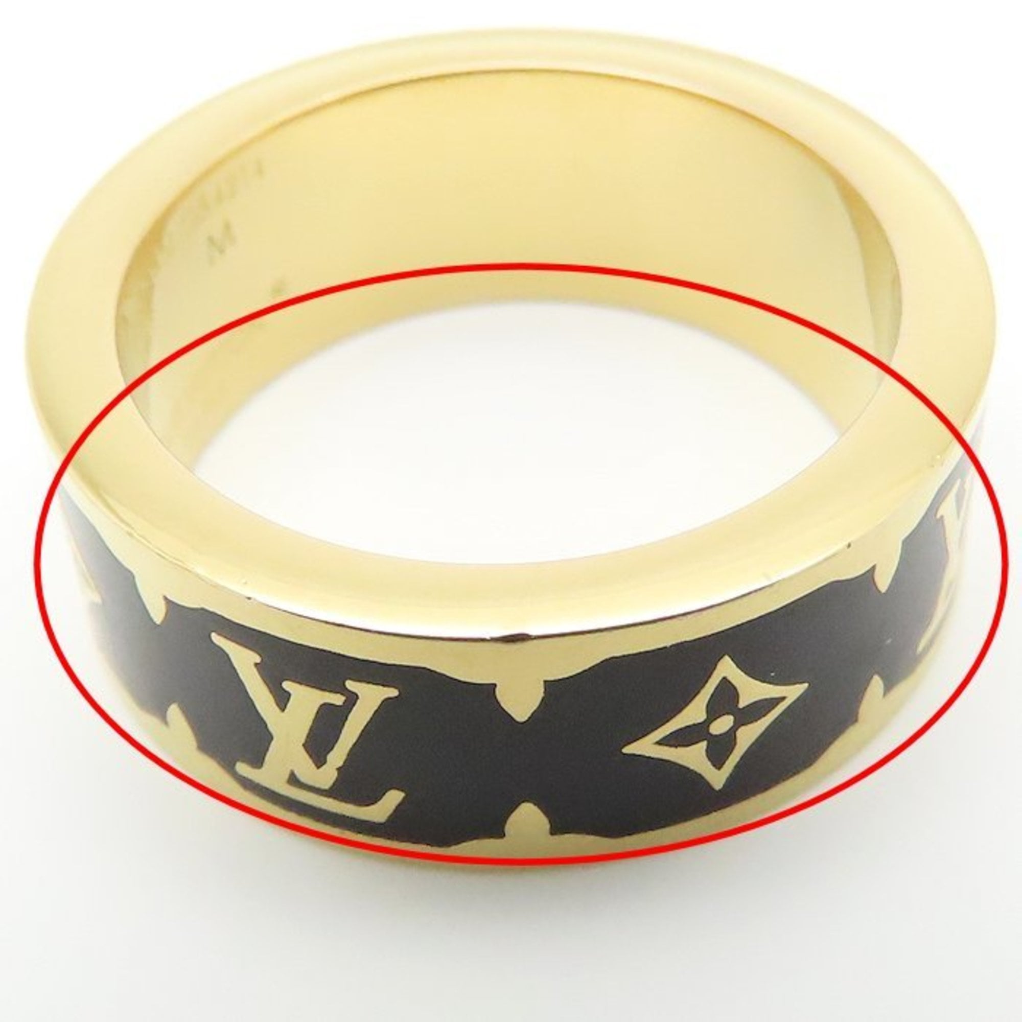 Louis Vuitton Gold Black Gold Plating Band Ring (Pre-Owned)