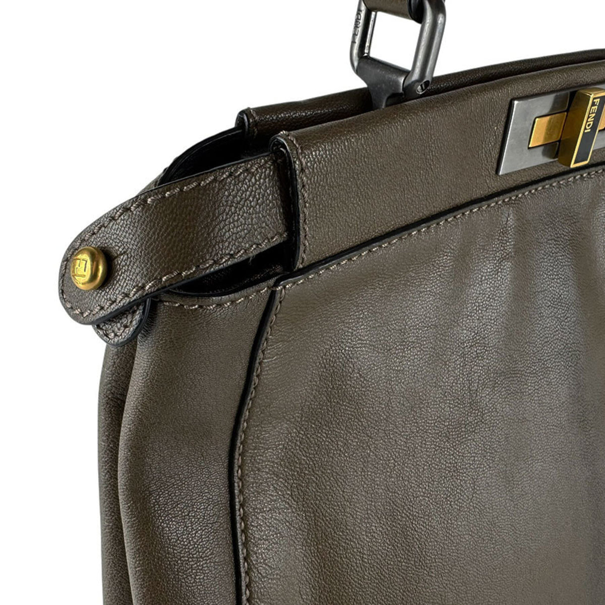 Fendi Khaki Brown Leather Handbag Shoulder Bag (Pre-Owned)