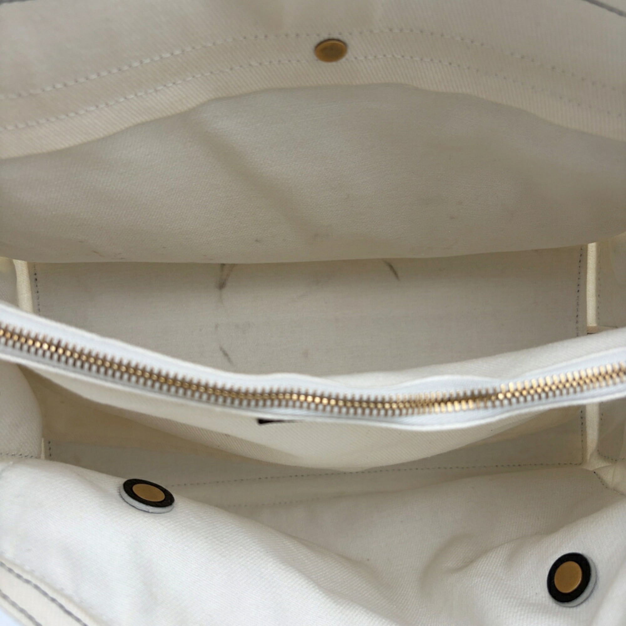 Yves Saint Laurent Black White Leather Canvas Handbag (Pre-Owned)