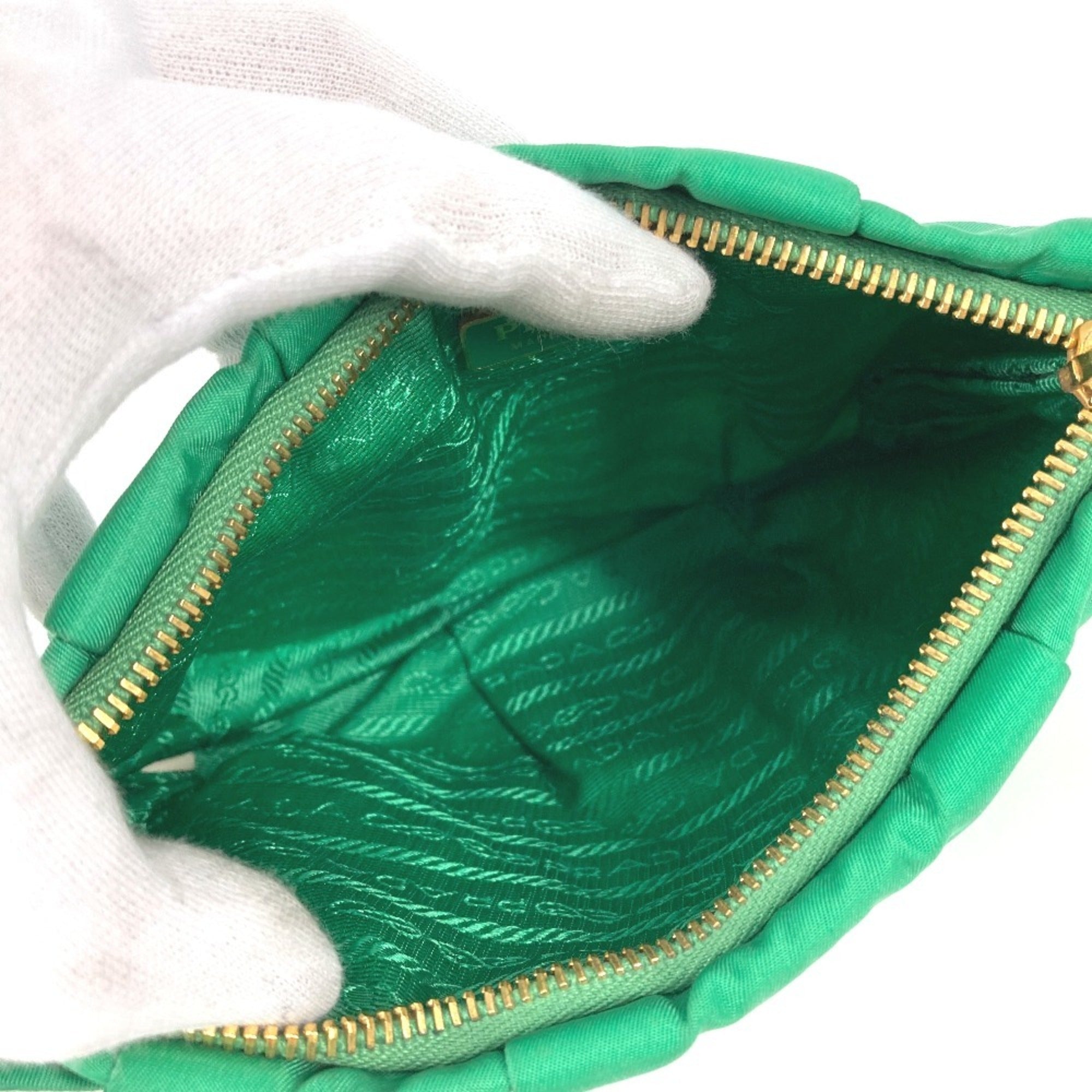 Prada Green Nylon Clutch Bag Pouch (Pre-Owned)