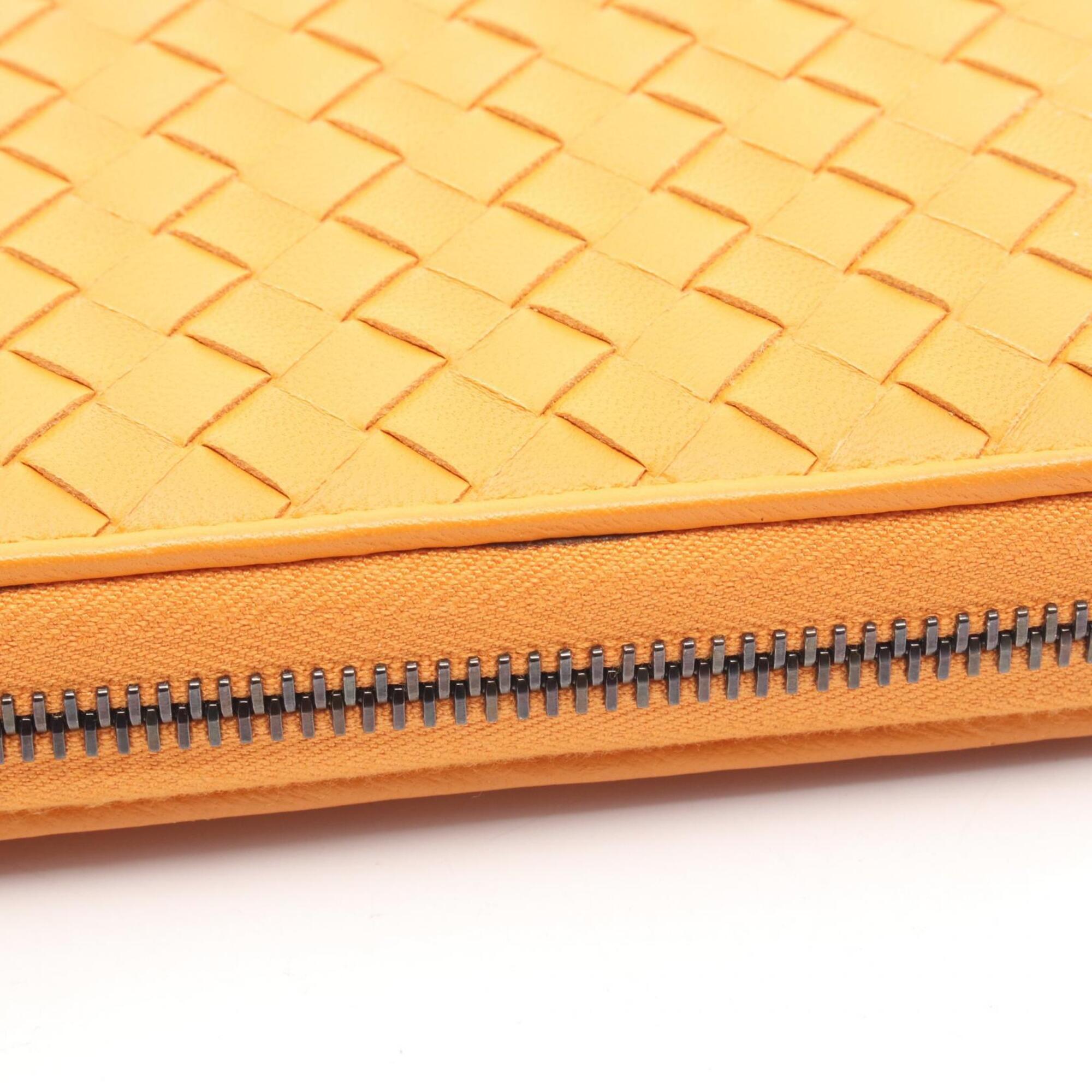 Bottega Veneta Orange Leather Long Wallet (Bi-Fold) (Pre-Owned)