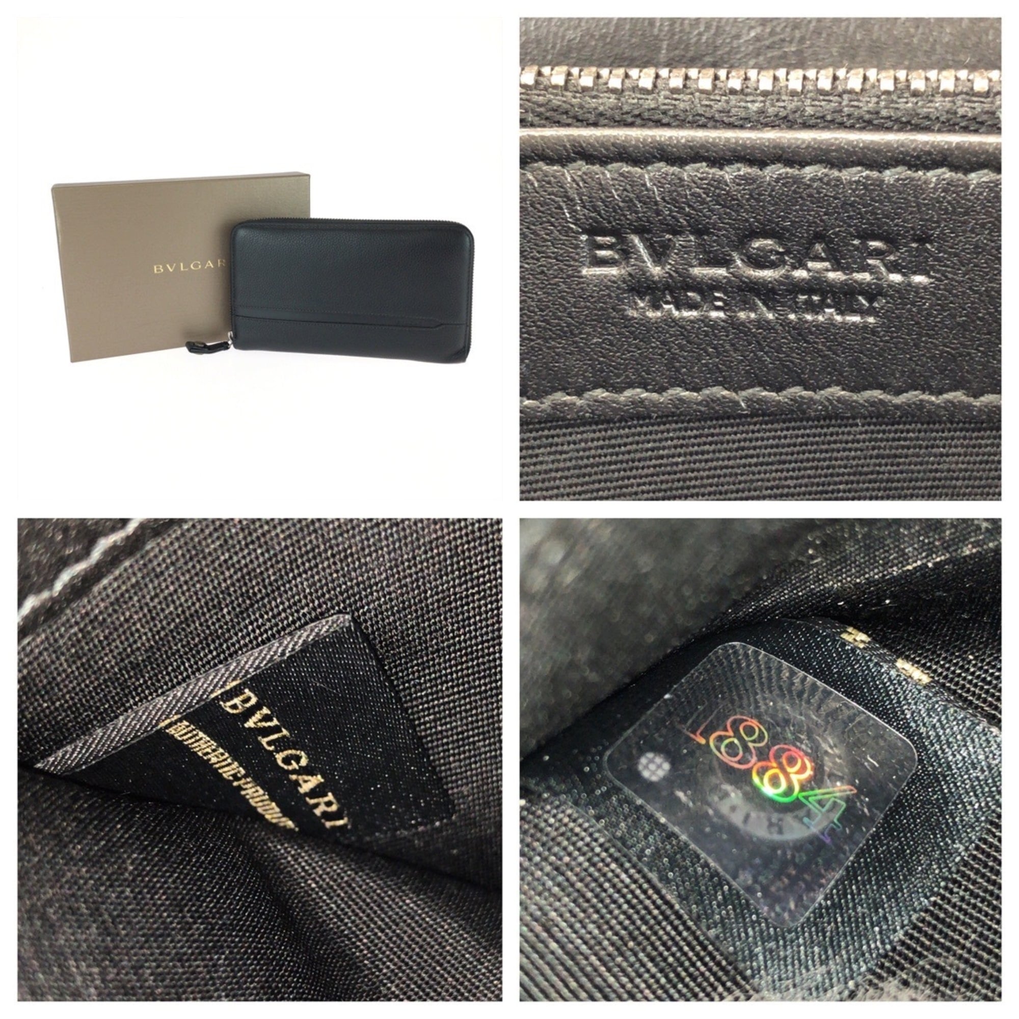 Bvlgari Black Leather Long Wallet (Bi-Fold) (Pre-Owned)