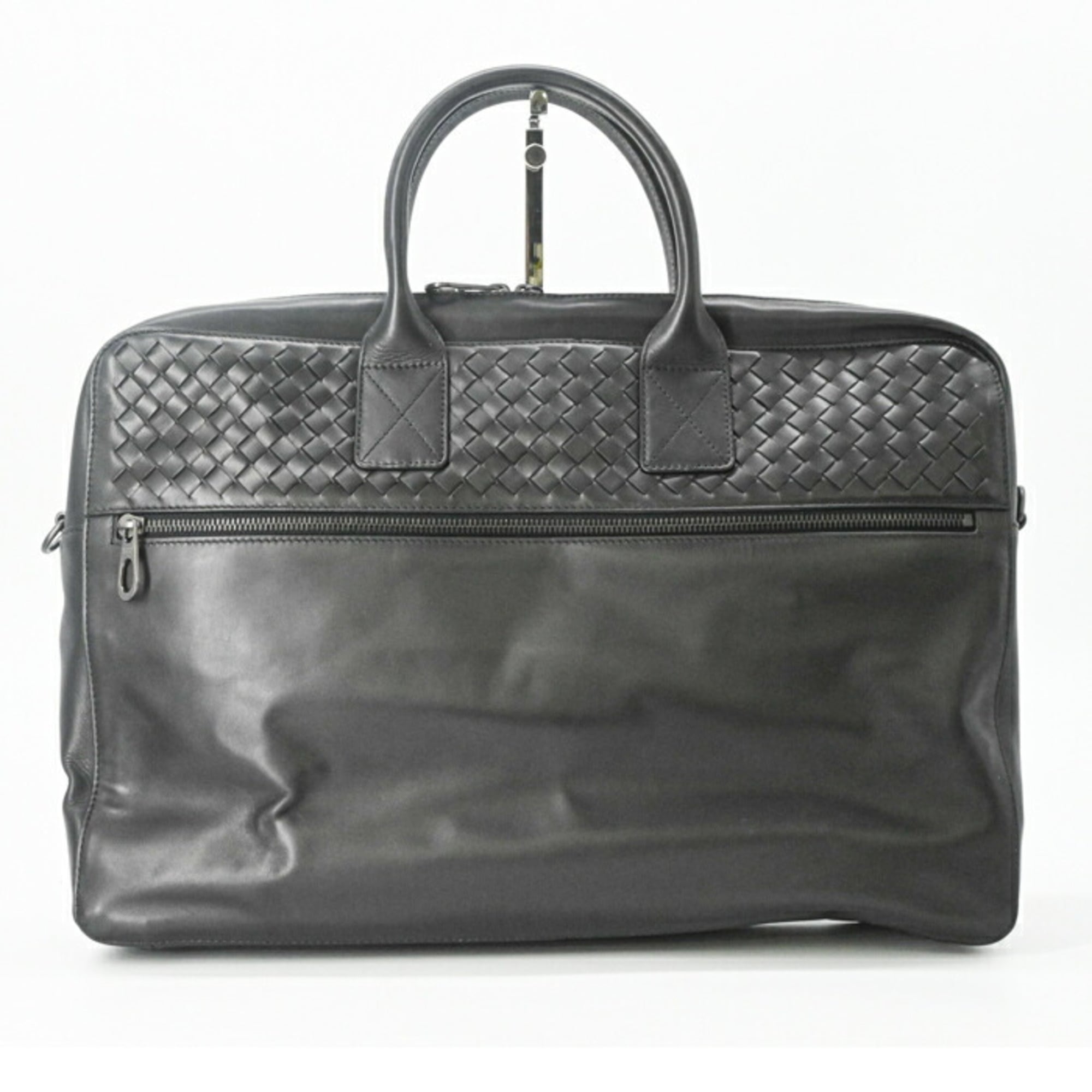 Bottega Veneta Black Intrecciato Leather Shoulder Bag (Pre-Owned)