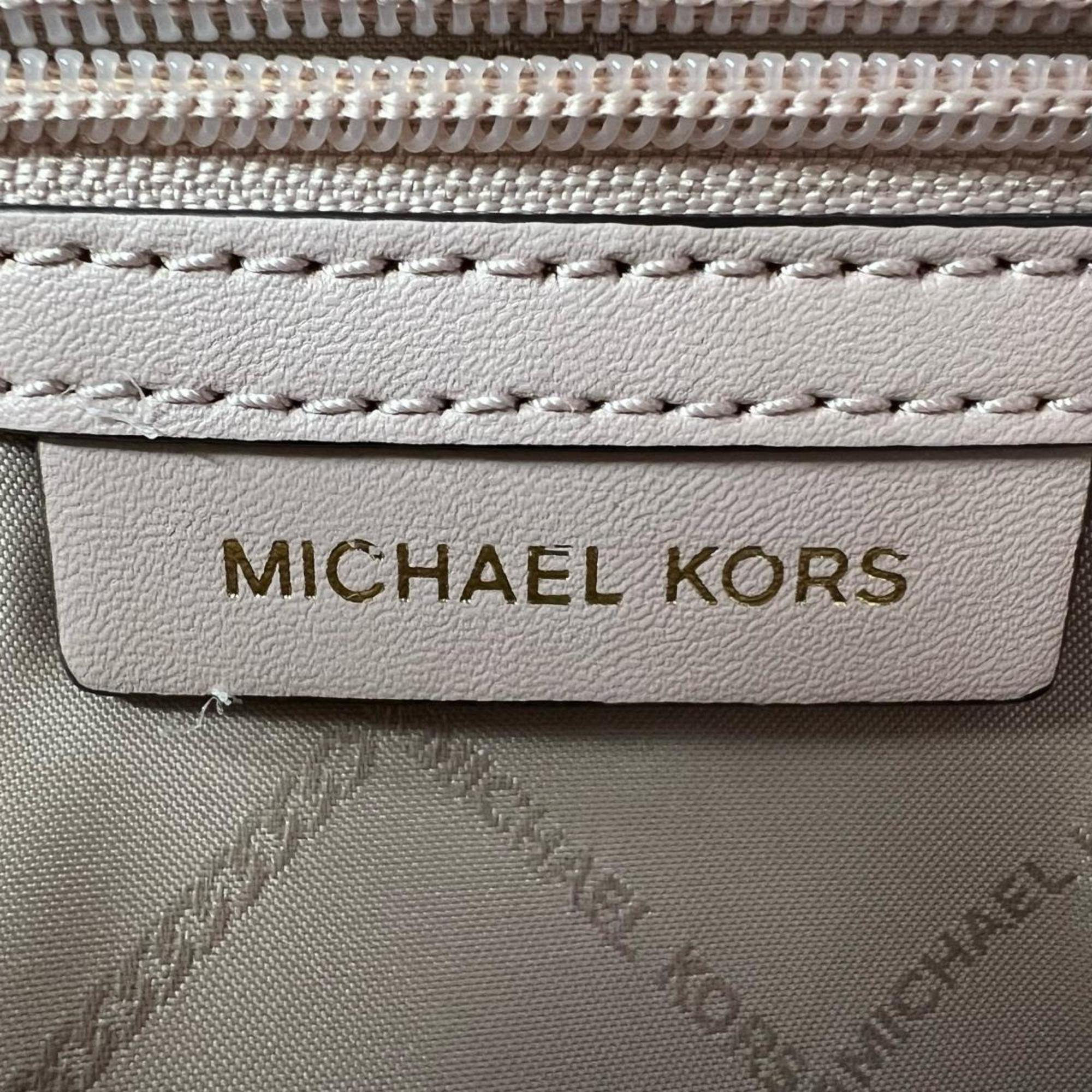 Michael Kors Pink Beige Leather Handbag Shoulder Bag (Pre-Owned)