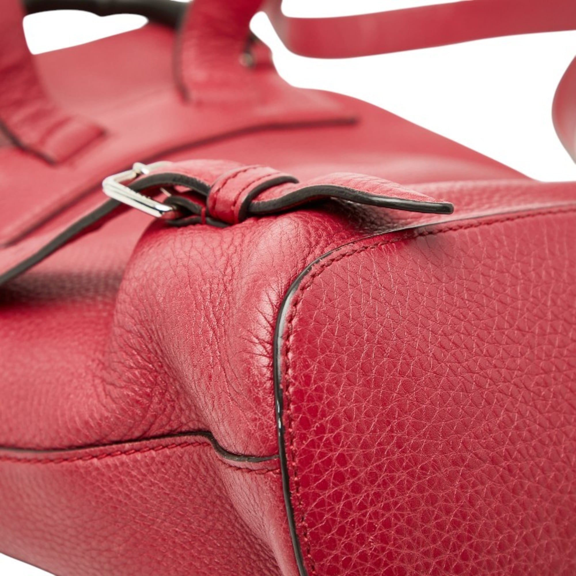 Gucci Red Color Leather Backpack (Pre-Owned)
