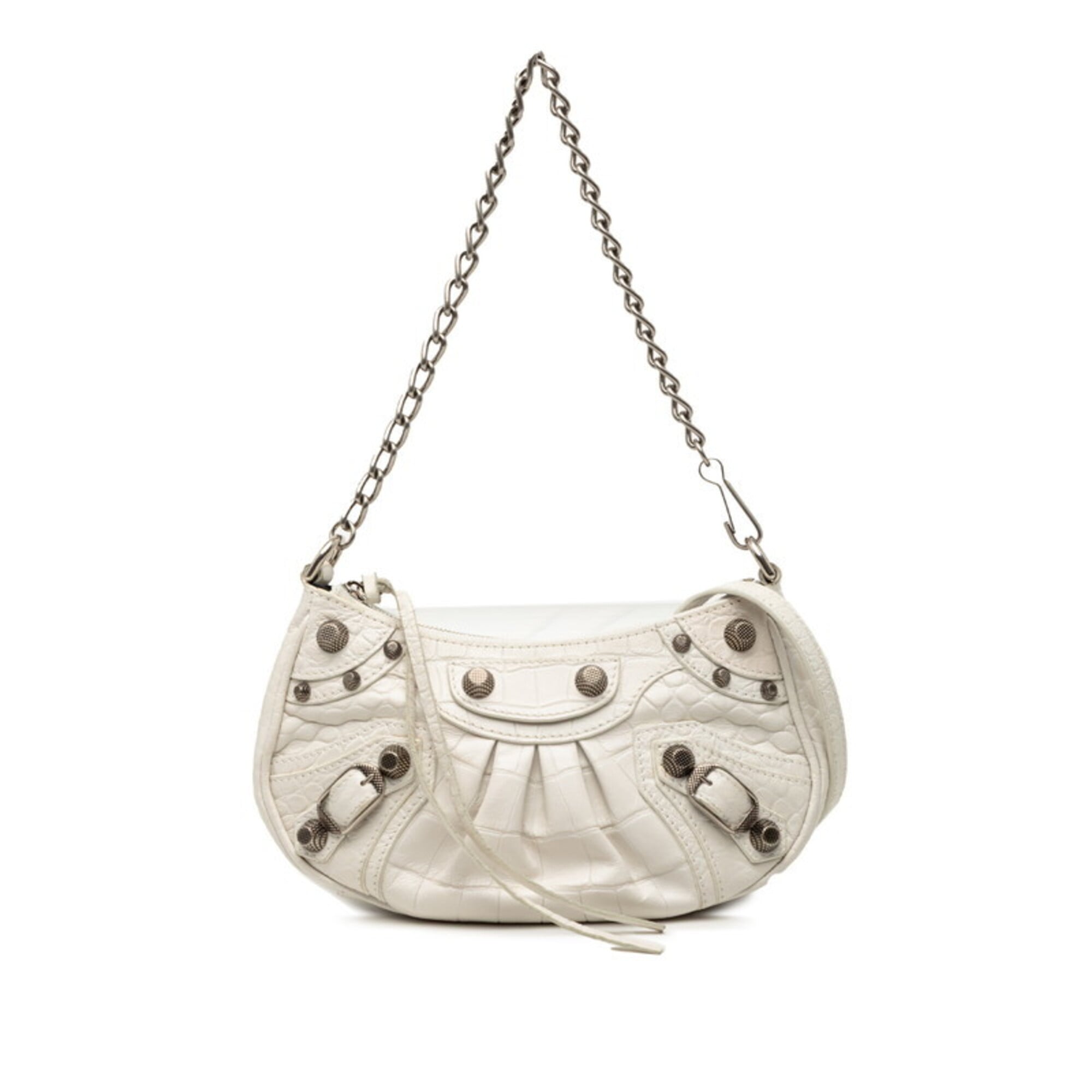 Balenciaga White Leather Handbag Shoulder Bag (Pre-Owned)