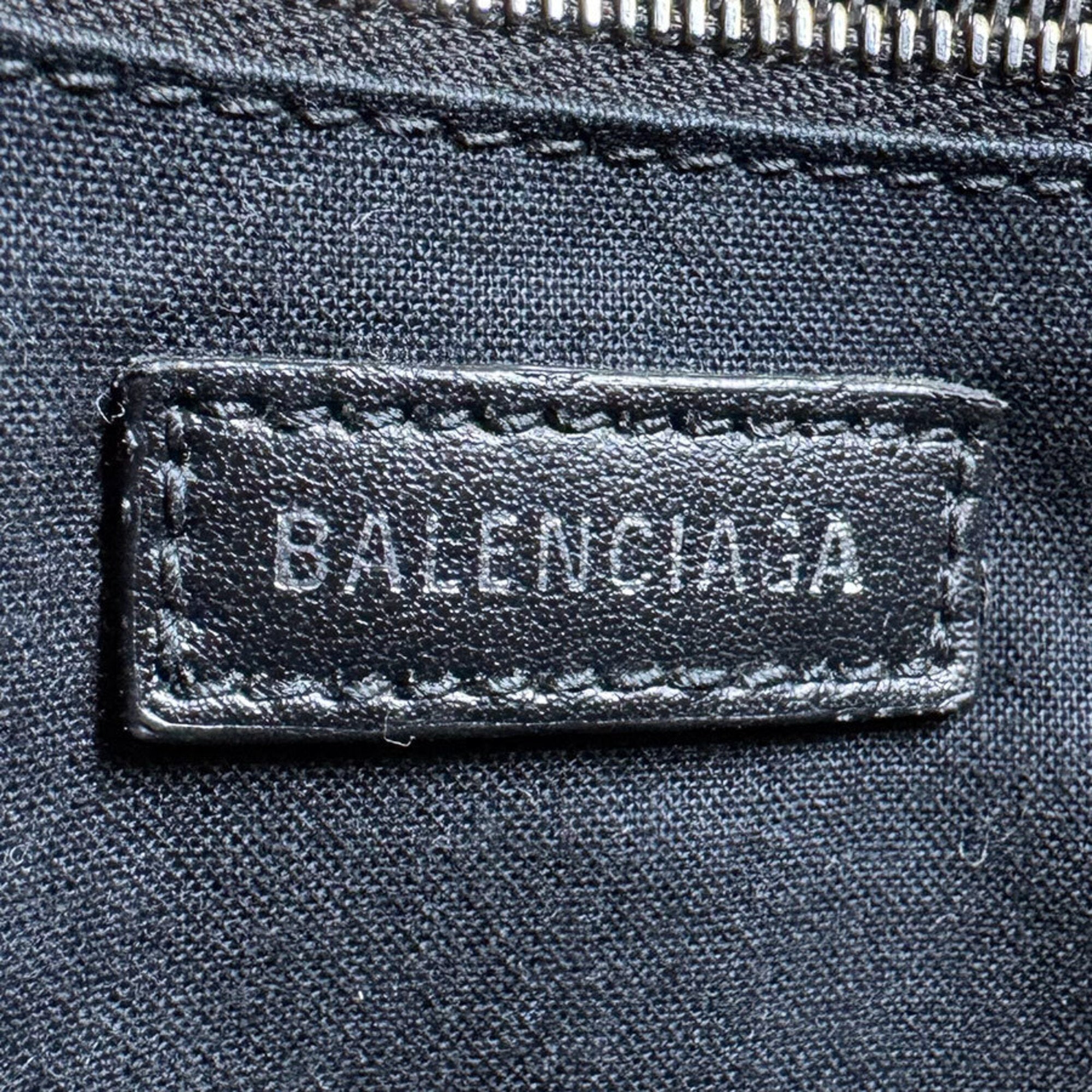 Balenciaga Black Ivory Canvas Handbag Shoulder Bag (Pre-Owned)
