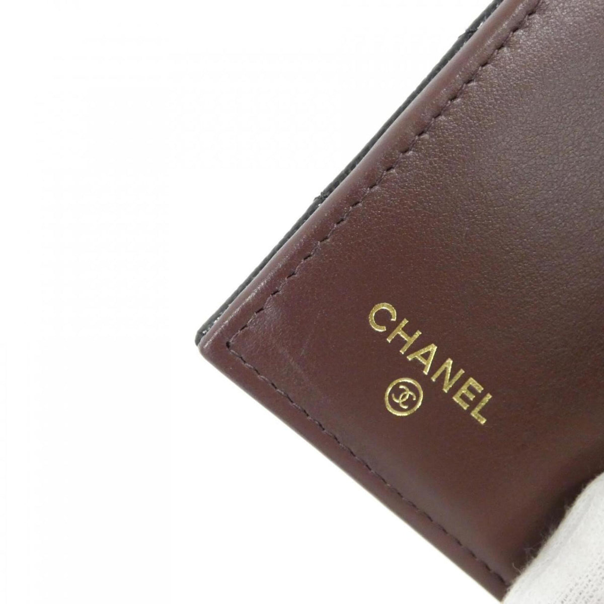 Chanel Black Grained Calfskin Wallet (Tri-Fold) (Pre-Owned)