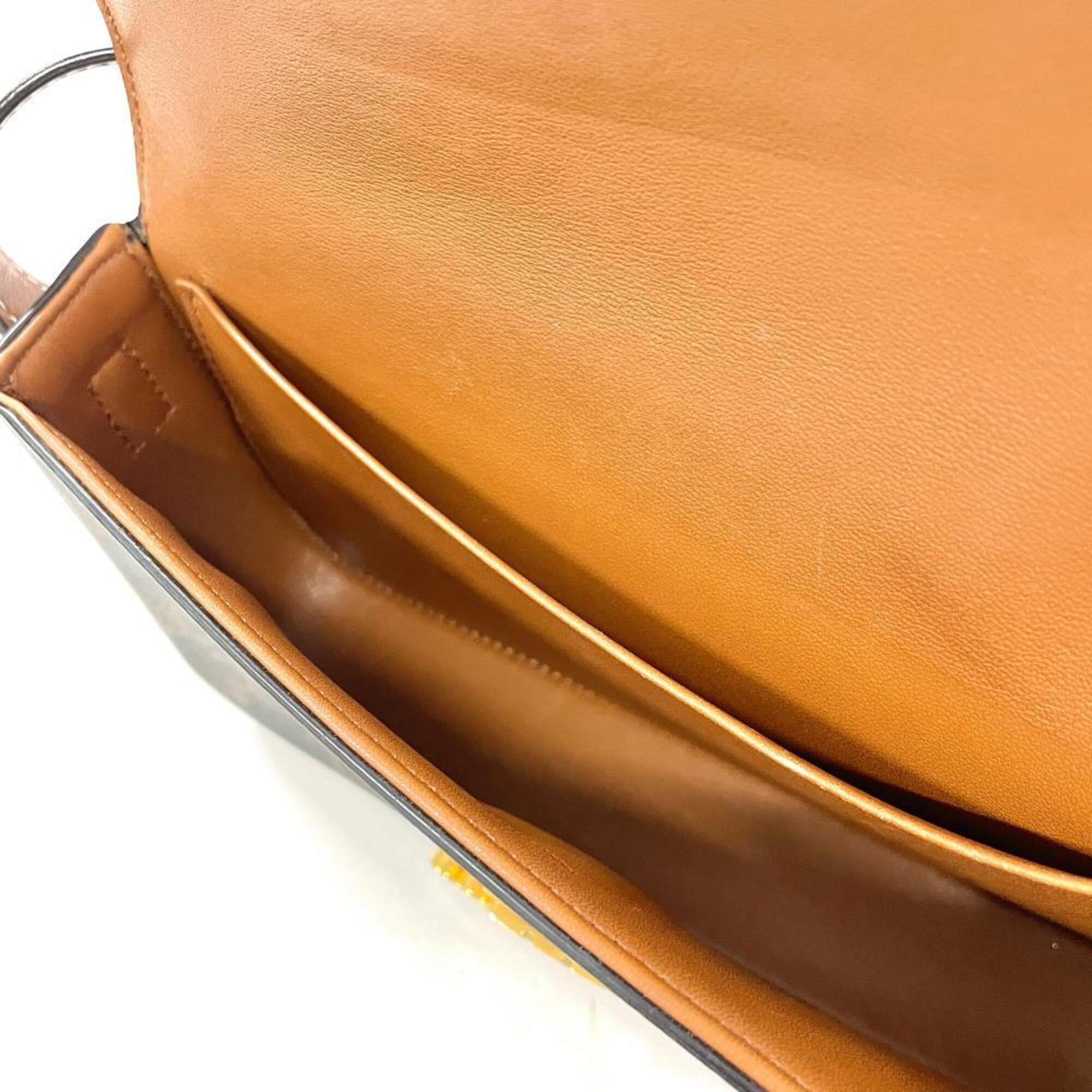 Celine Brown Coated Canvas Leather Shoulder Bag (Pre-Owned)
