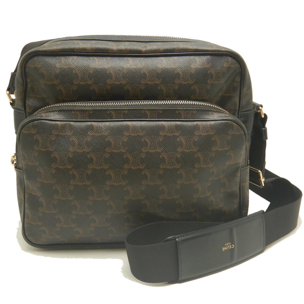 Celine Dark Brown Coated Canvas Messenger Bag Shoulder Bag (Pre-Owned)