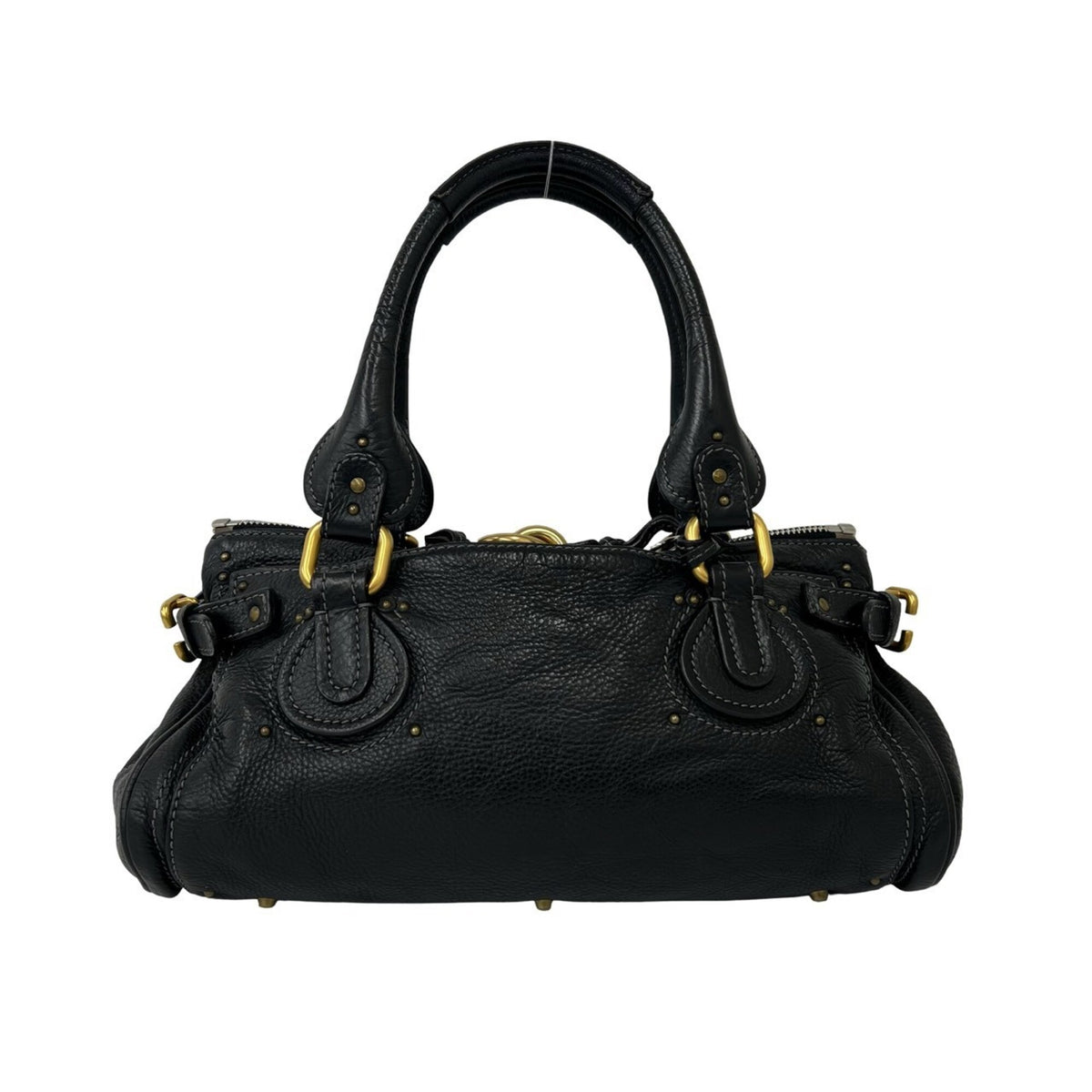 Chloé Black Leather Boston Bag Handbag Tote Bag (Pre-Owned)