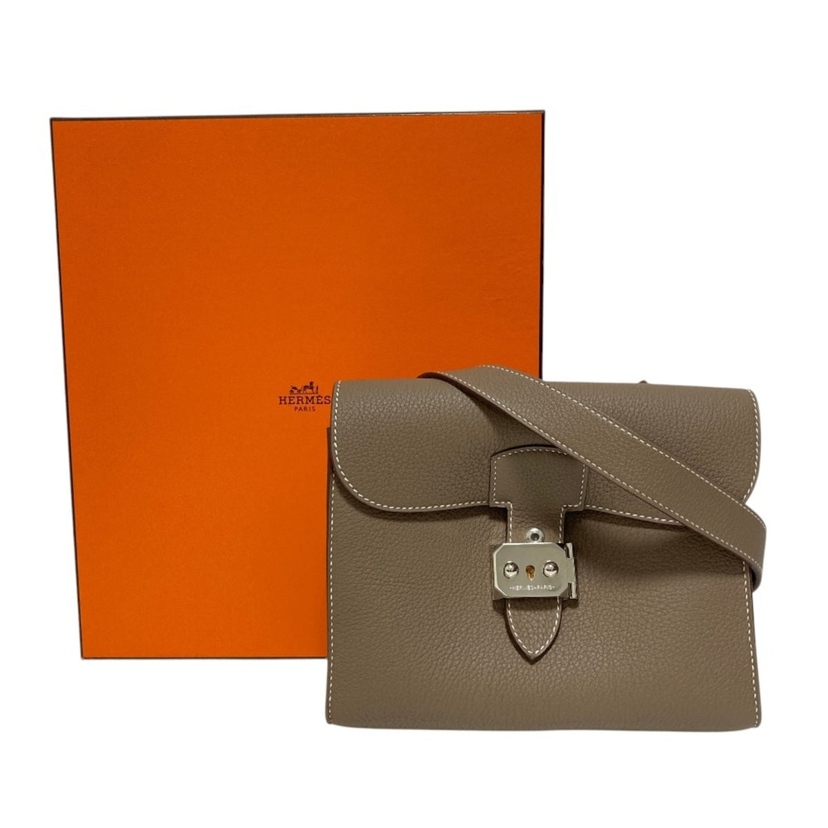 Hermes Sac A Depeche Etoupe Gray Shoulder Bag (Pre-Owned)