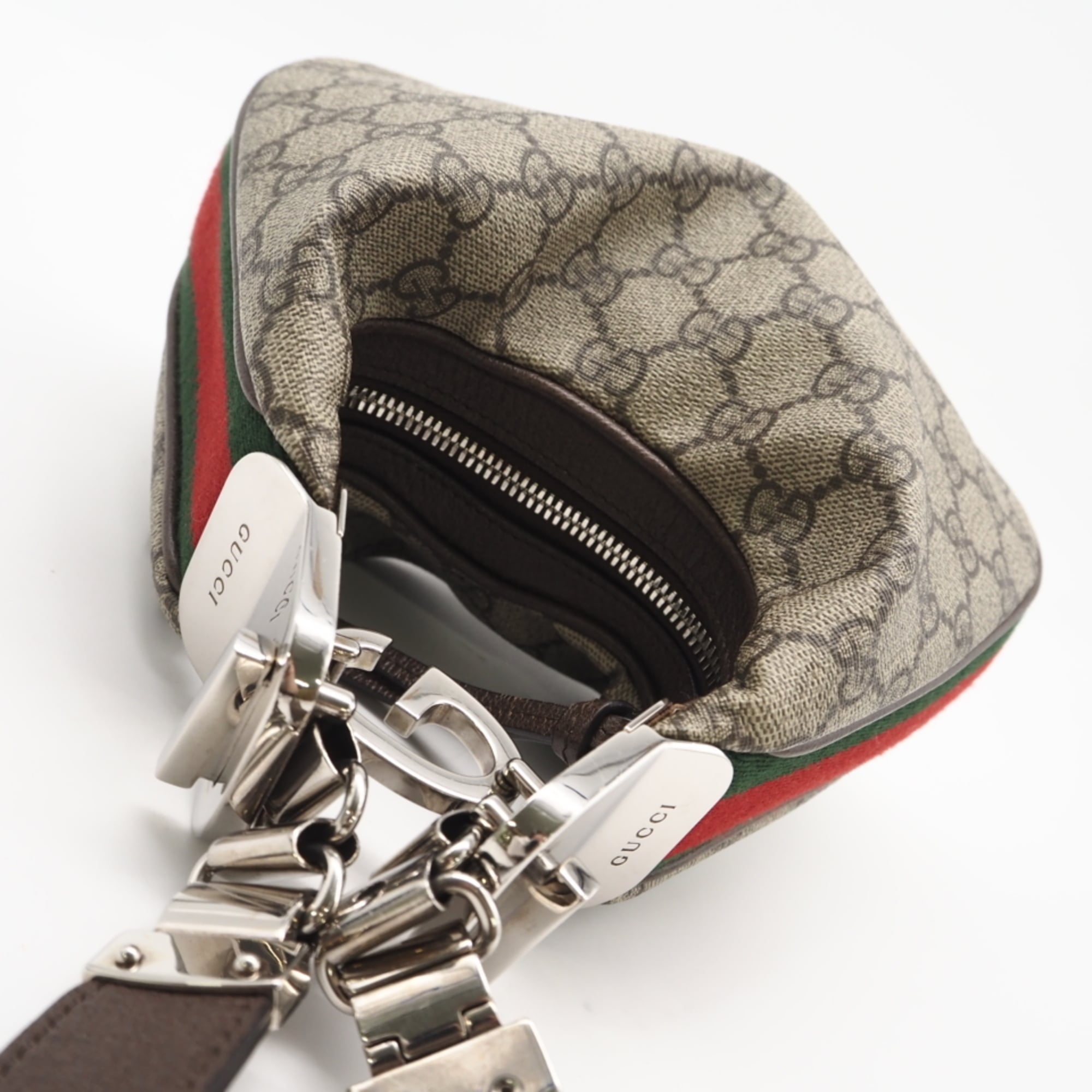 Gucci Beige Brown Coated Canvas Leather Handbag Shoulder Bag (Pre-Owned)