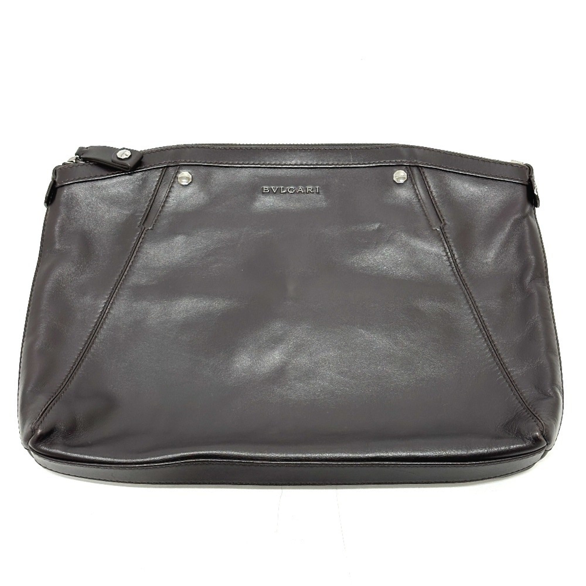 Bvlgari Brown Leather Clutch Bag (Pre-Owned)