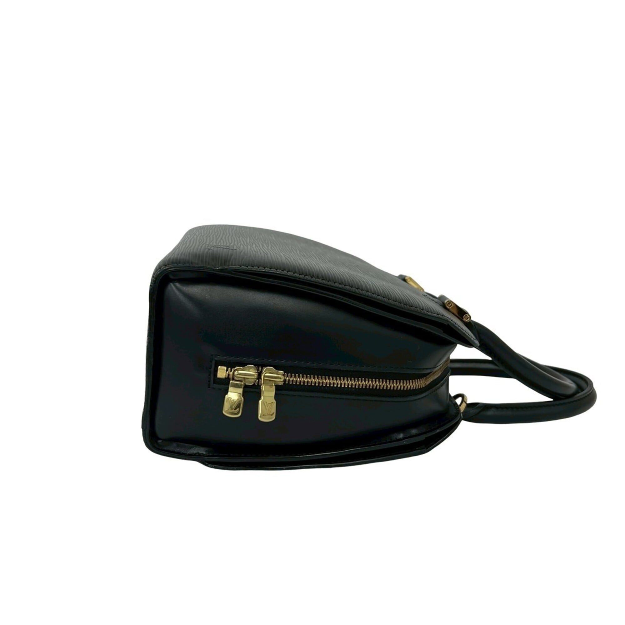 Louis Vuitton Black Leather Boston Bag Handbag (Pre-Owned)
