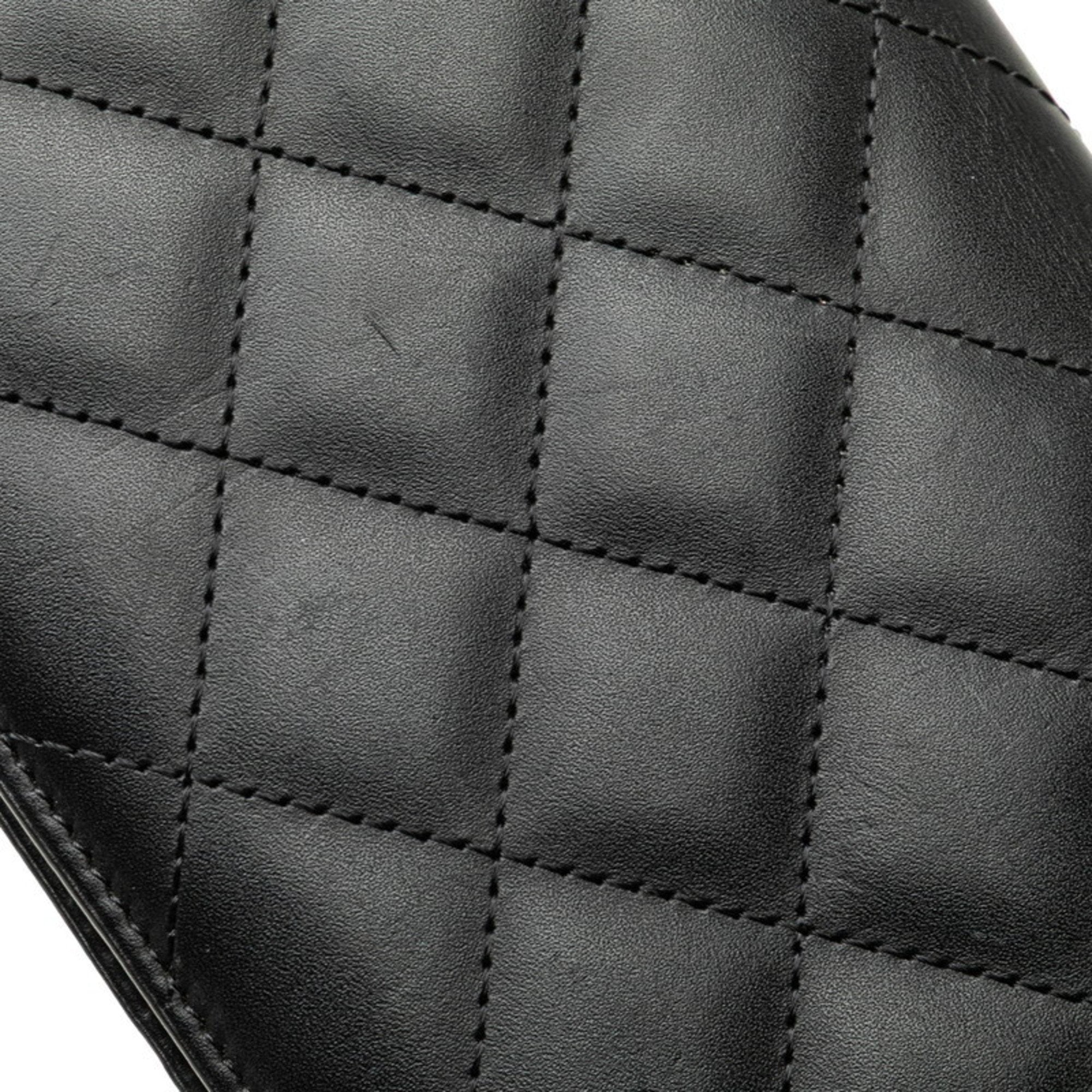 Chanel Black Pink Leather Long Wallet (Bi-Fold) (Pre-Owned)