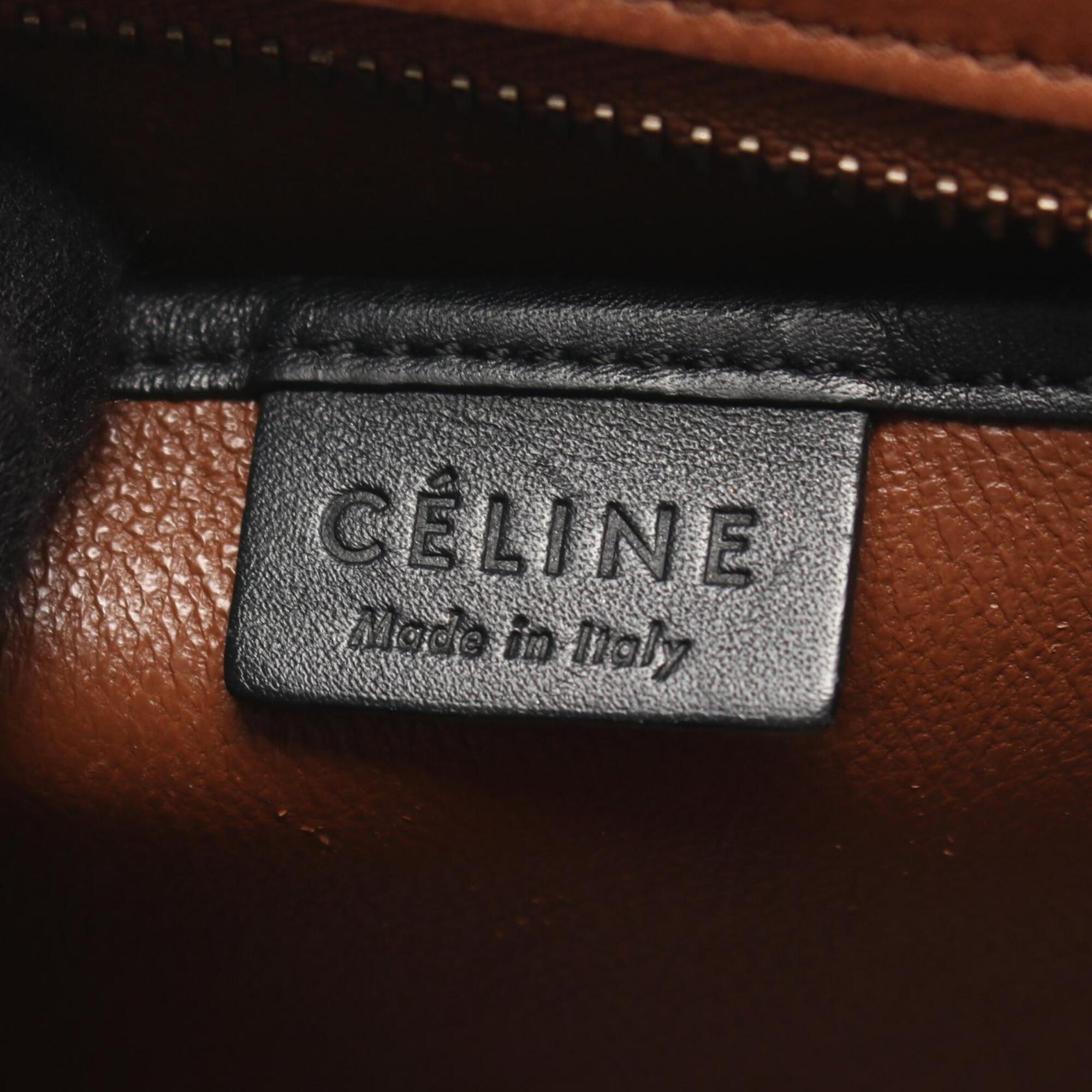 Celine Black Brown Ivory Leather Handbag (Pre-Owned)
