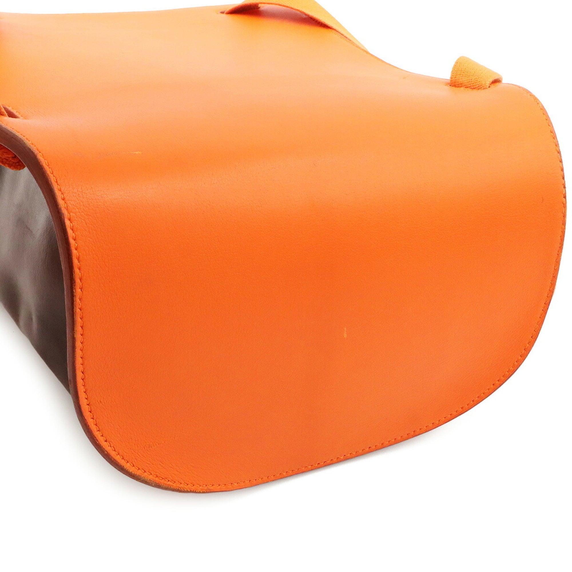 Hermes Amazonia Brown Dark Brown Orange Yellow Amazonia Leather Backpack (Pre-Owned)