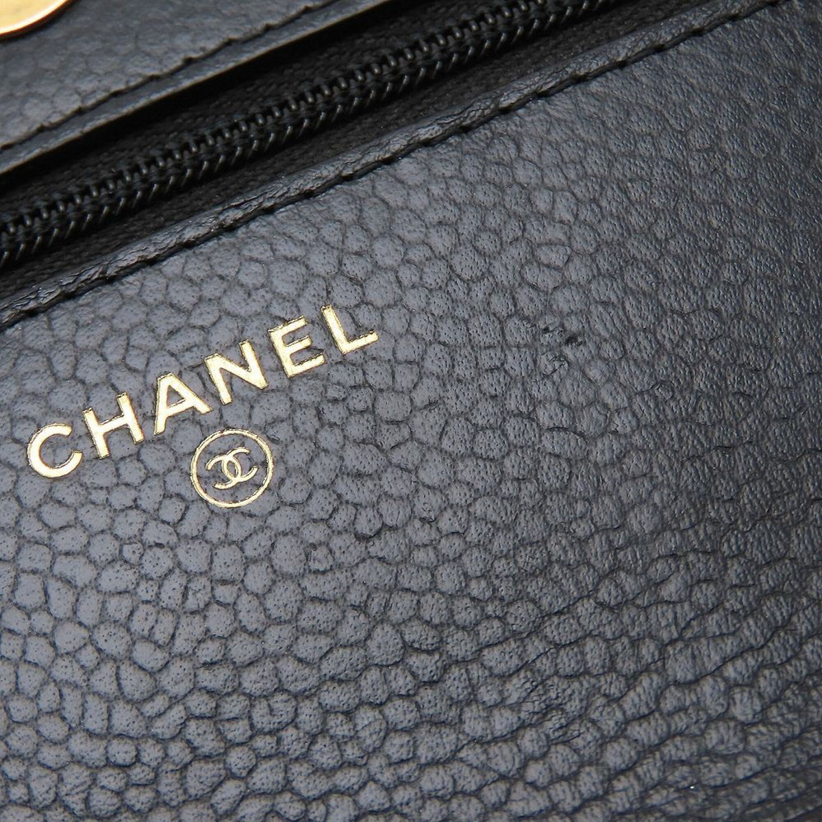 Chanel Black Grained Calfskin Chain/Shoulder Wallet (Pre-Owned)