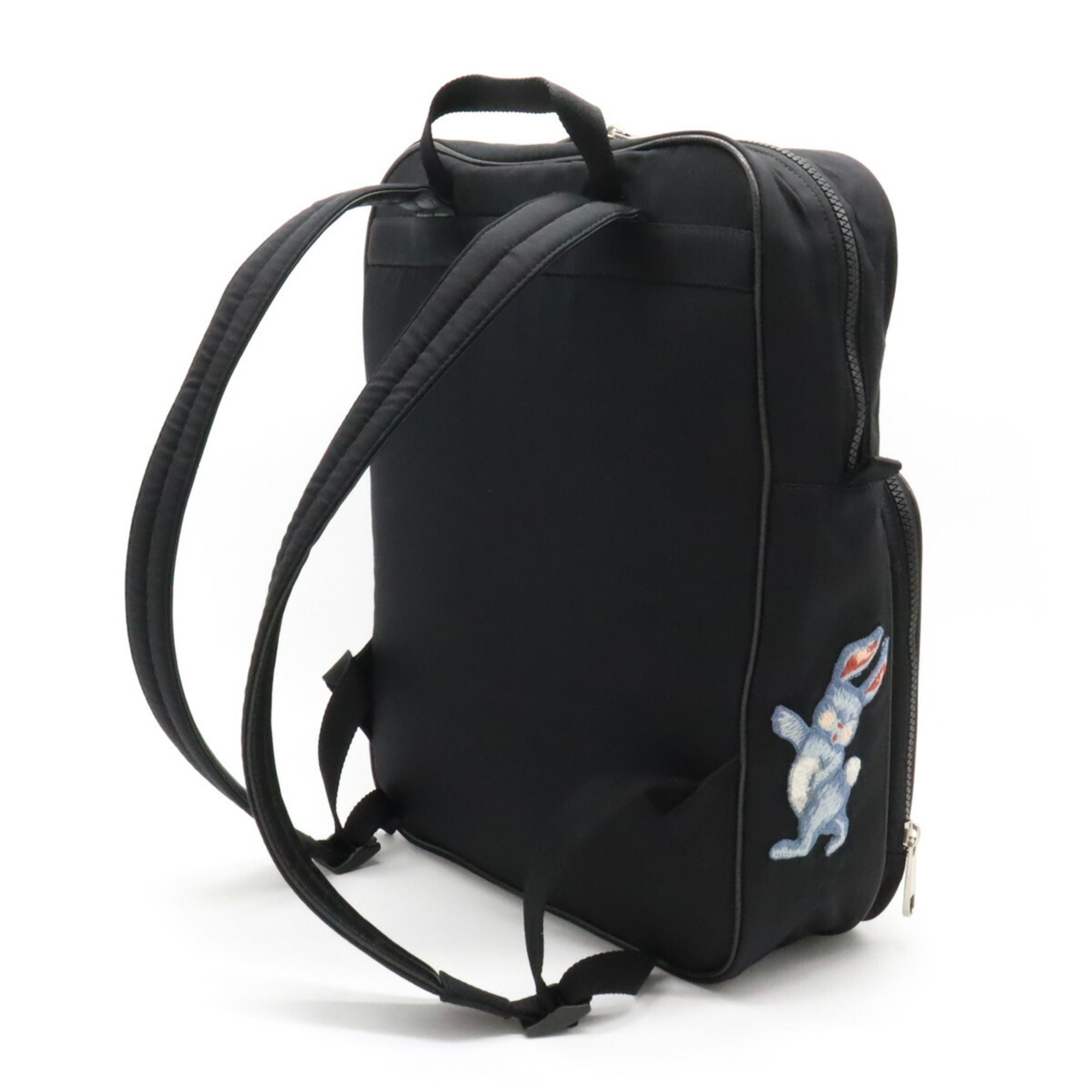 Gucci Black Nylon Canvas Spangles Leather Backpack (Pre-Owned)