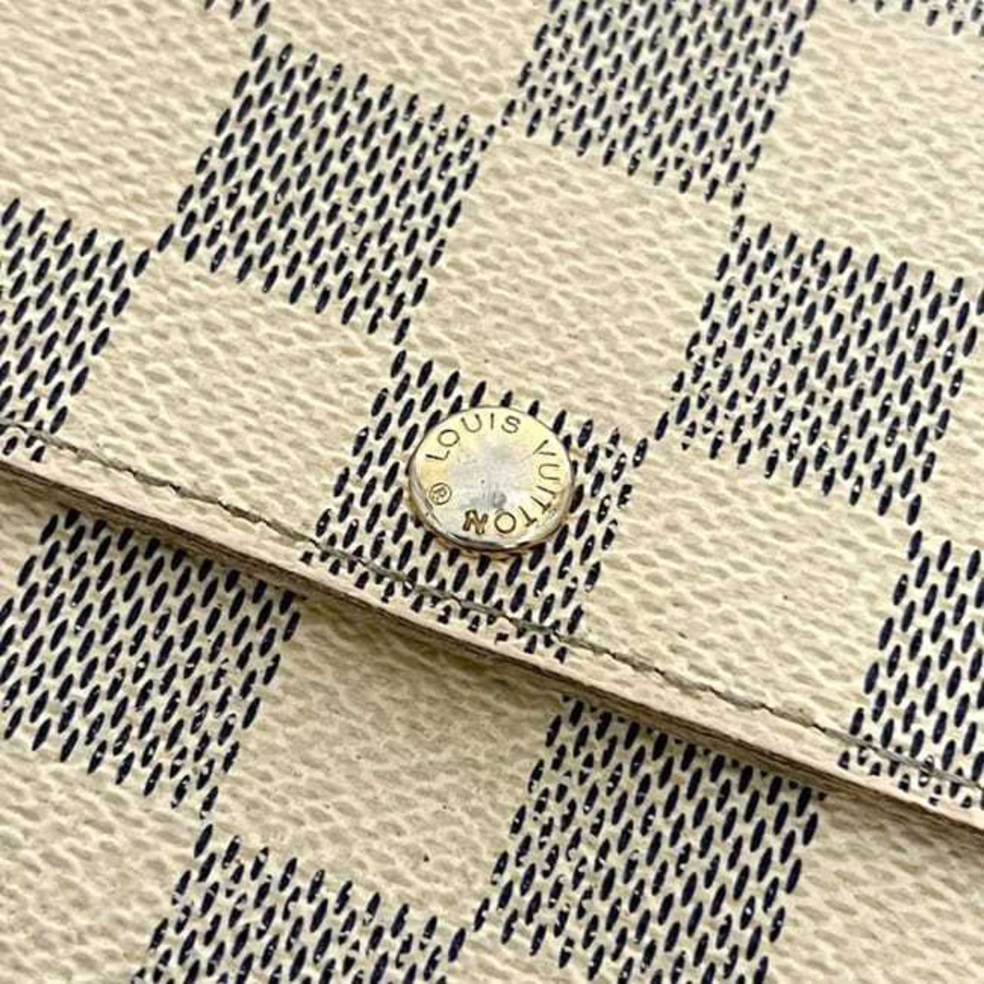 Louis Vuitton Beige Damier Azur Gray White Damier Azur Long Wallet (Bi-Fold) (Pre-Owned)
