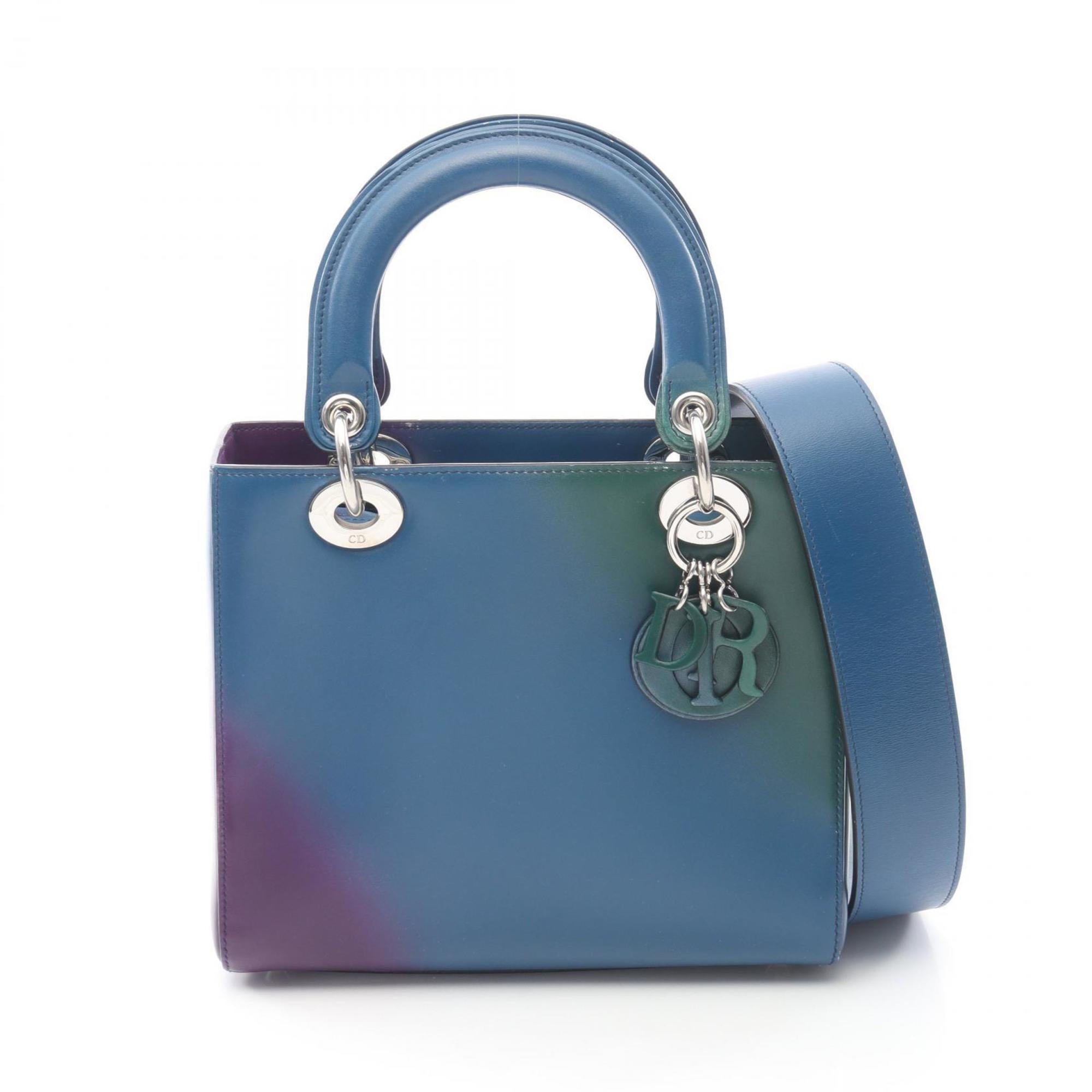 Christian Dior Blue Green Purple Leather Handbag (Pre-Owned)