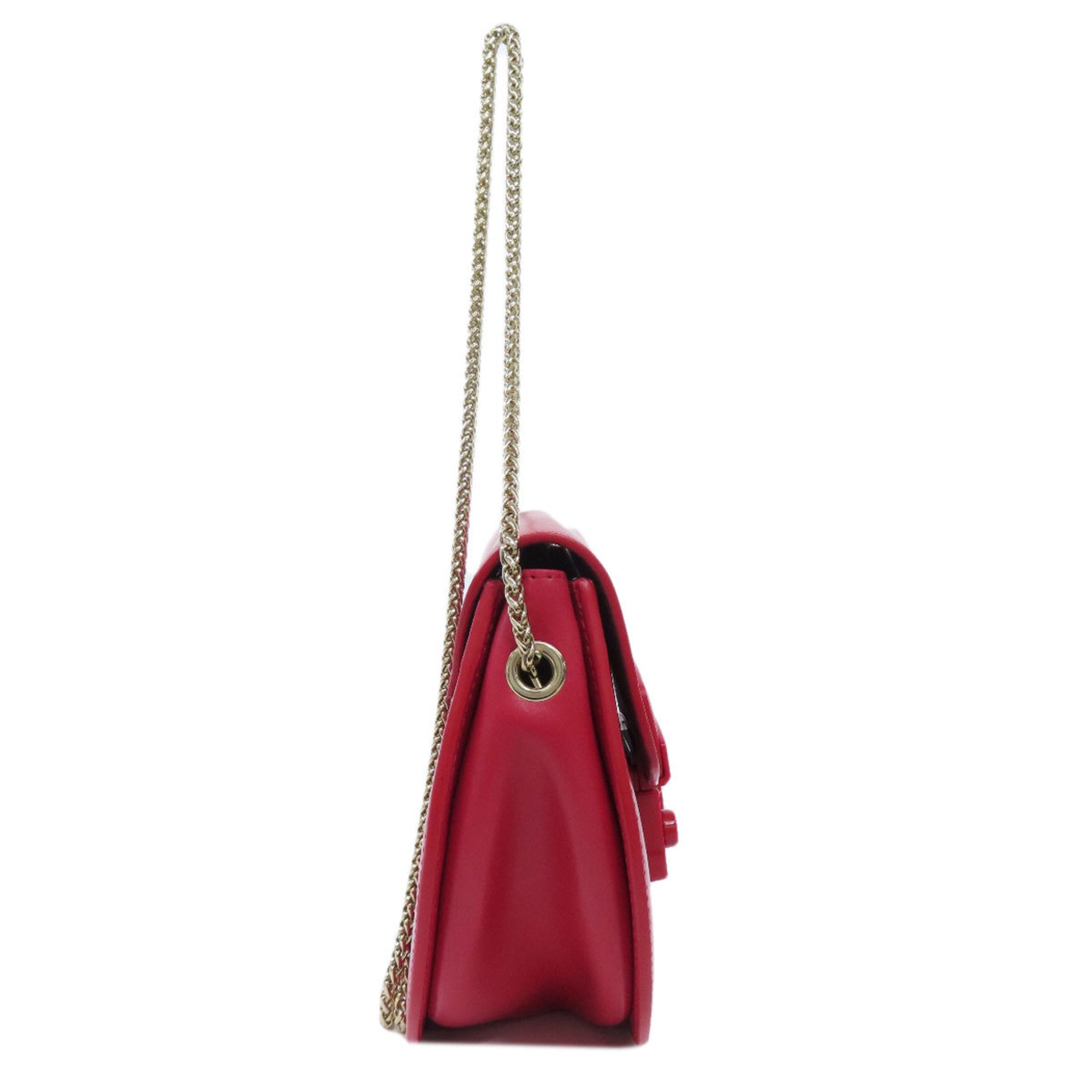 Furla Red Color Leather Shoulder Bag (Pre-Owned)