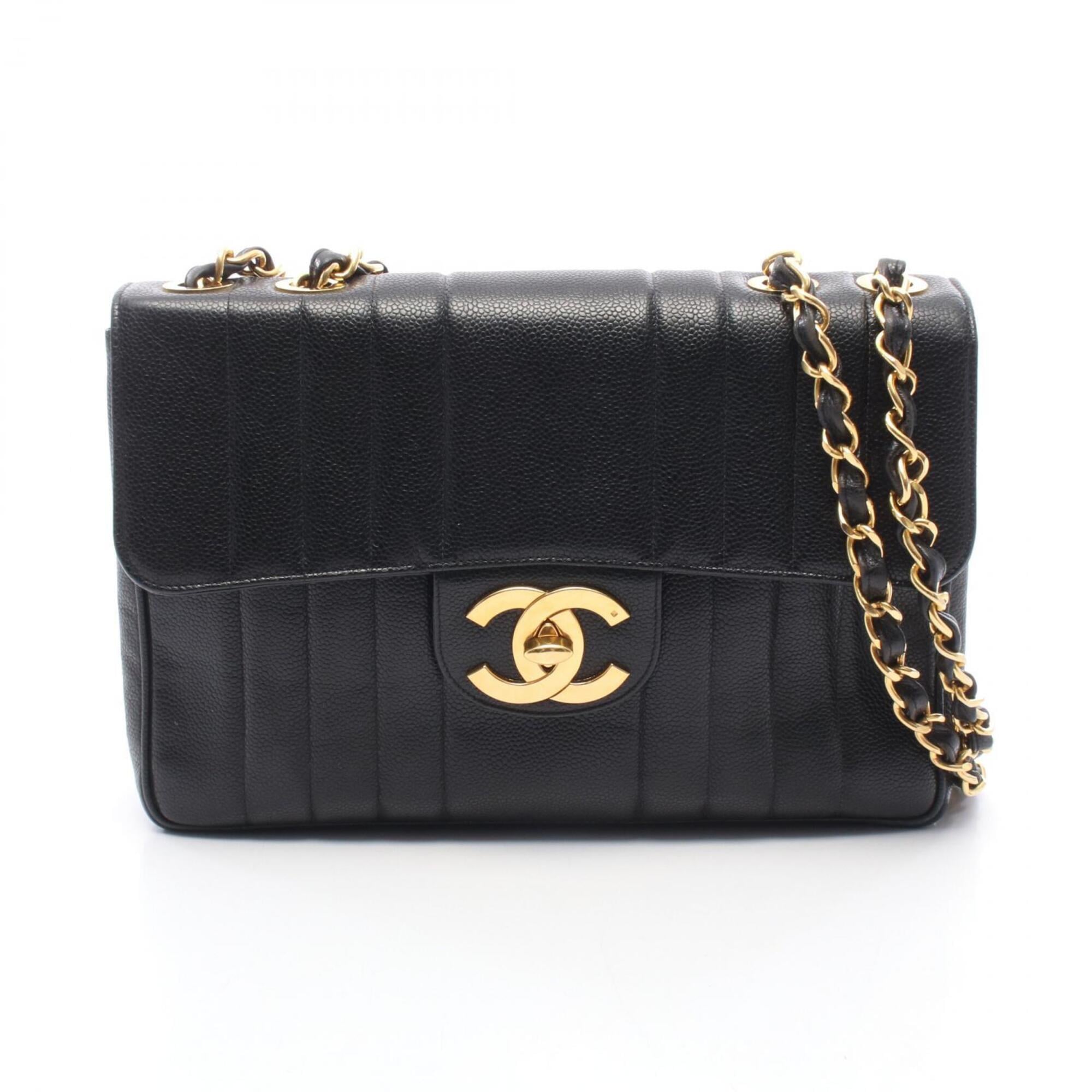 Chanel Black Grained Calfskin Handbag Shoulder Bag (Pre-Owned)