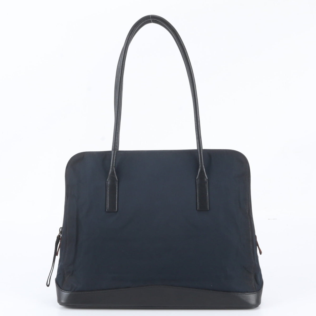 Prada Navy Leather Nylon Shoulder Bag Tote Bag (Pre-Owned)