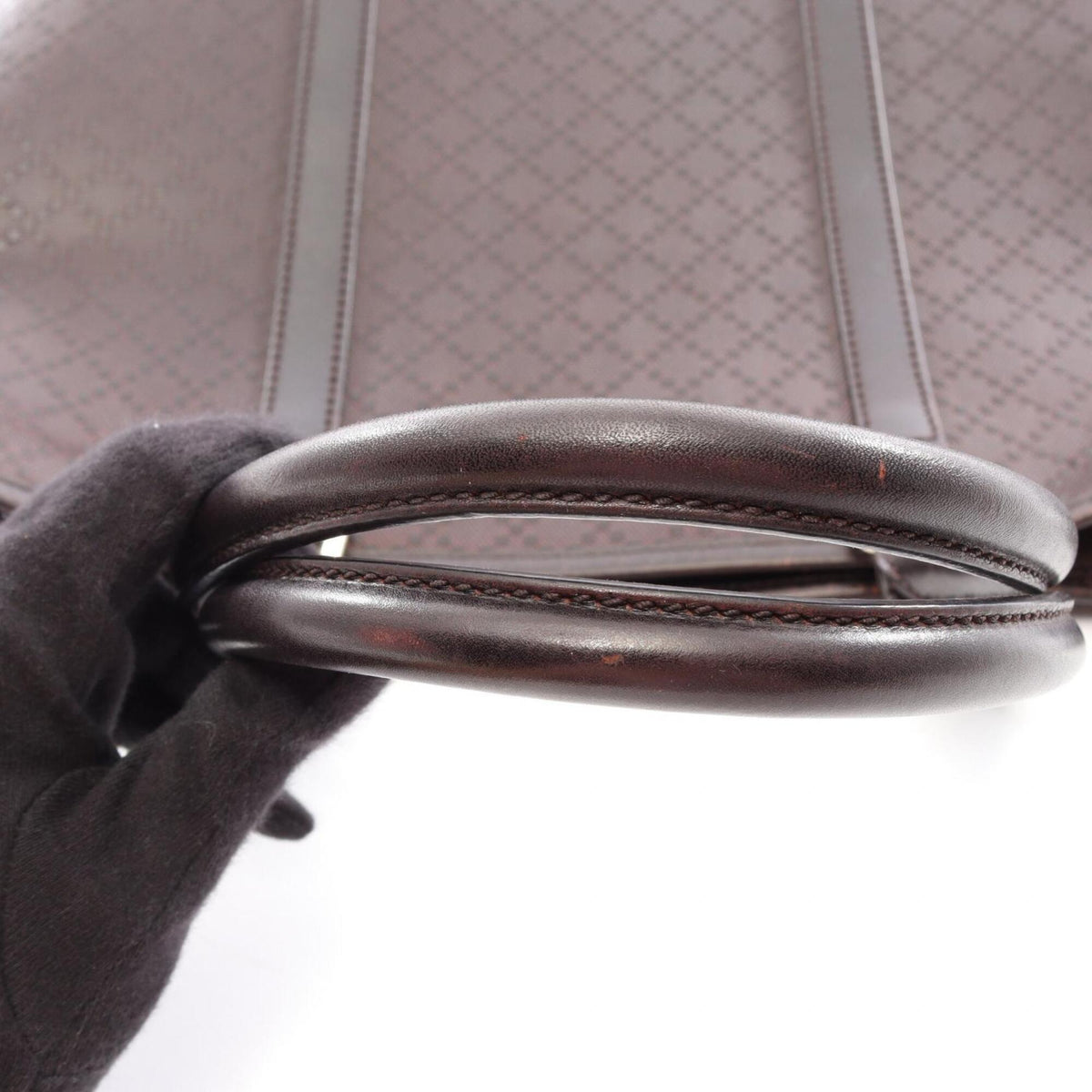 Gucci Brown Coated Canvas Leather Handbag Tote Bag (Pre-Owned)