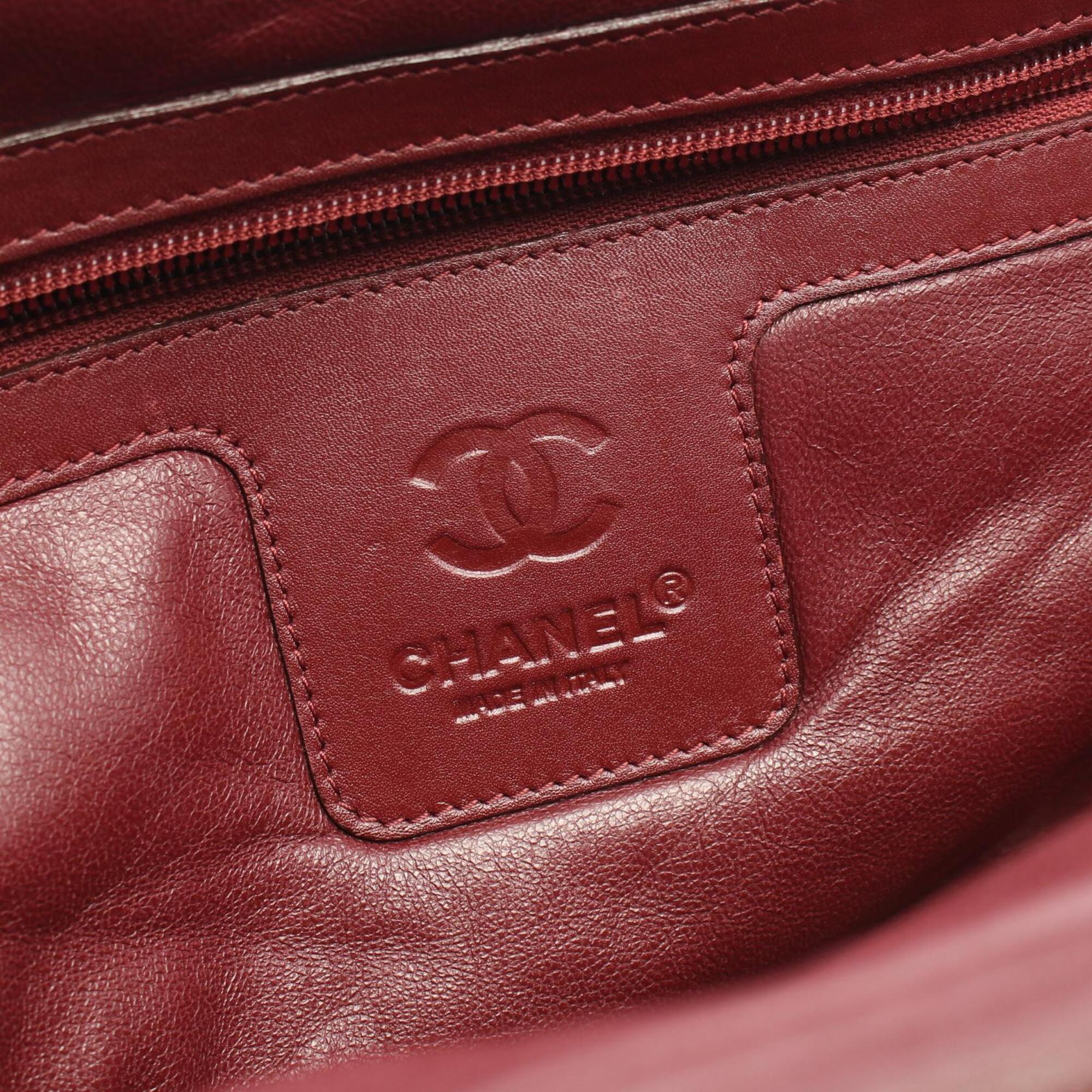 Chanel Black Bordeaux Leather Handbag Tote Bag (Pre-Owned)