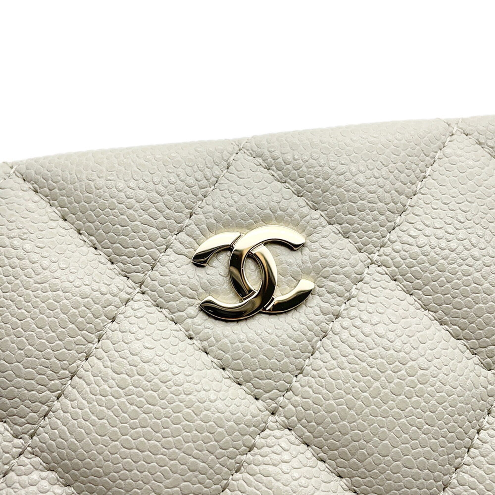 Chanel Matelasse Light Gray Grained Calfskin Handbag Shoulder Bag (Pre-Owned)