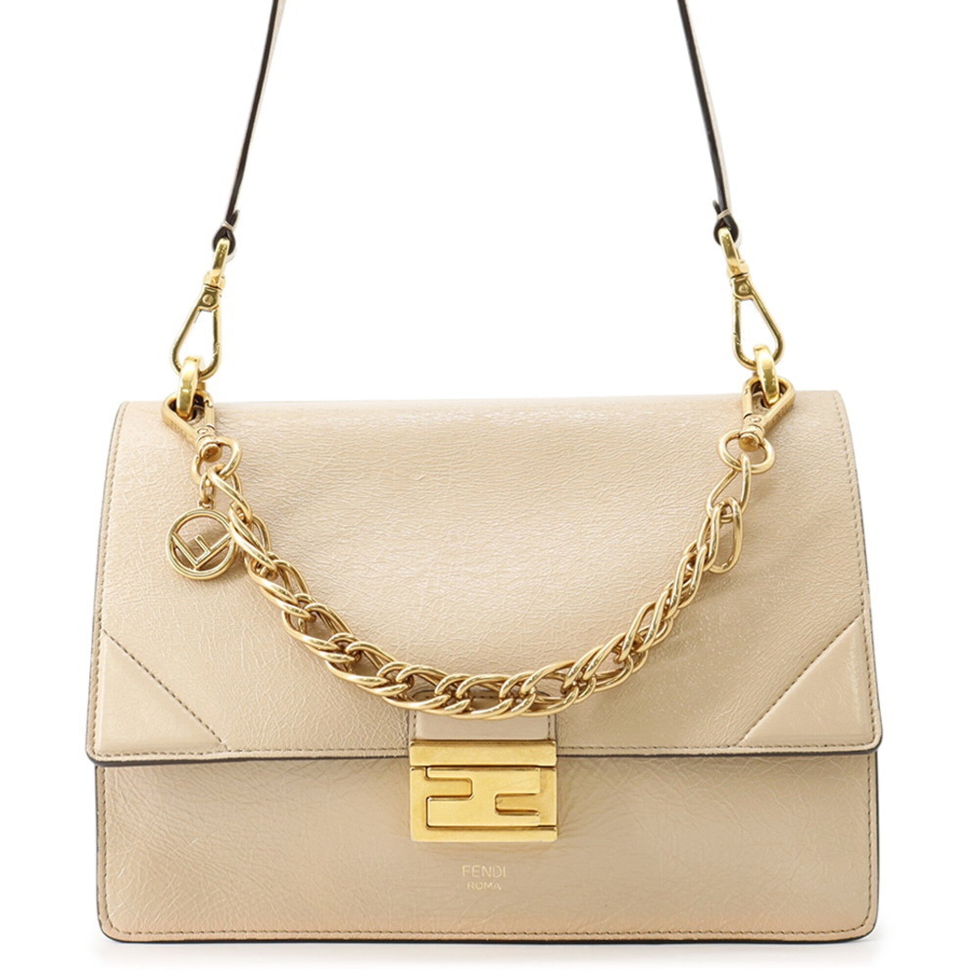 Fendi Beige Leather Handbag Shoulder Bag (Pre-Owned)