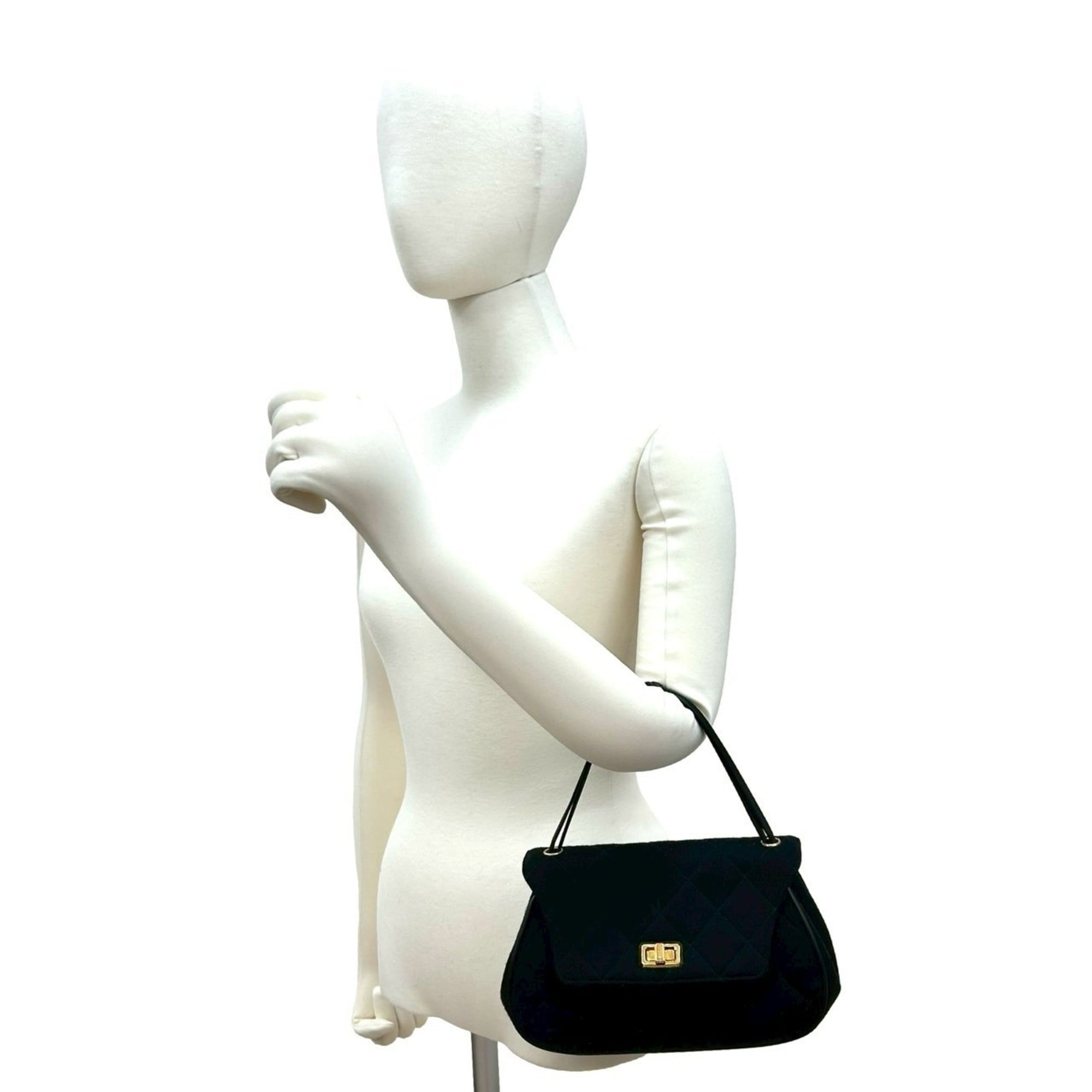 Chanel Black Cotton Leather Handbag (Pre-Owned)