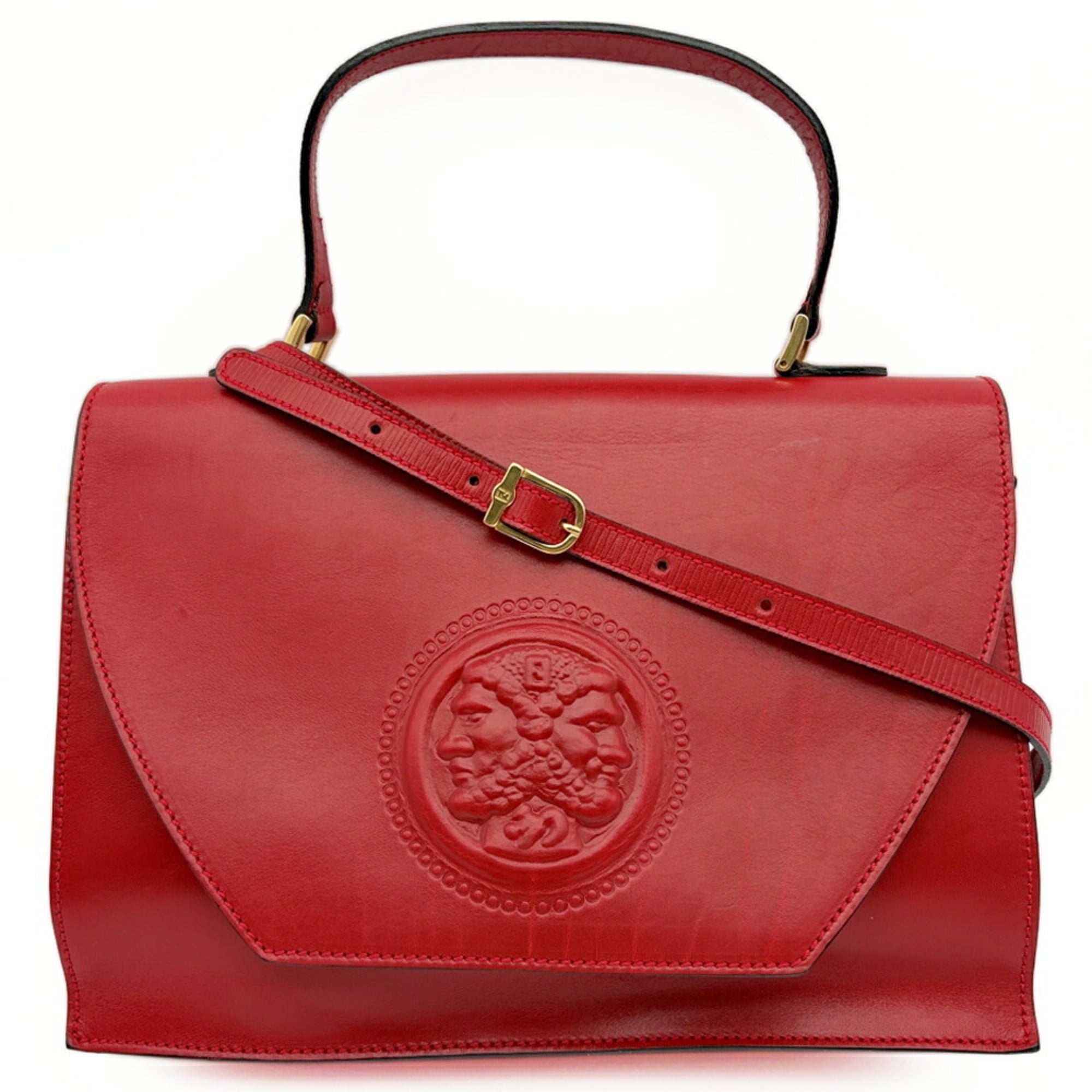 Fendi Red Color Leather Shoulder Bag (Pre-Owned)