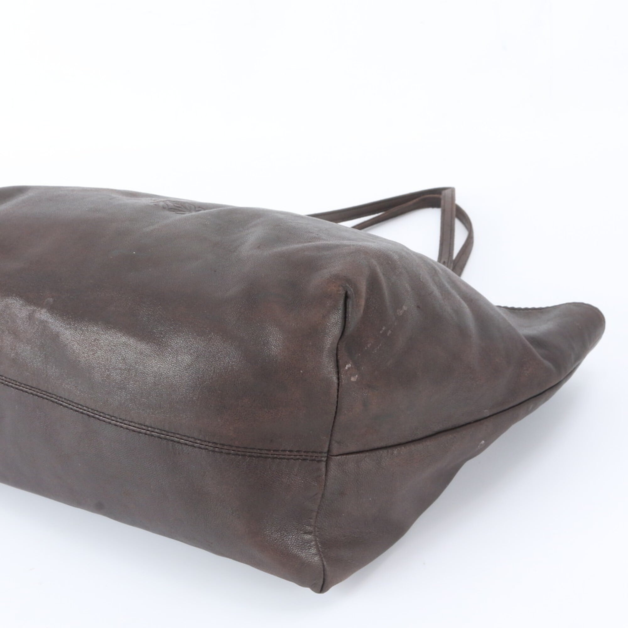 Loewe Dark Brown Leather Handbag Tote Bag (Pre-Owned)