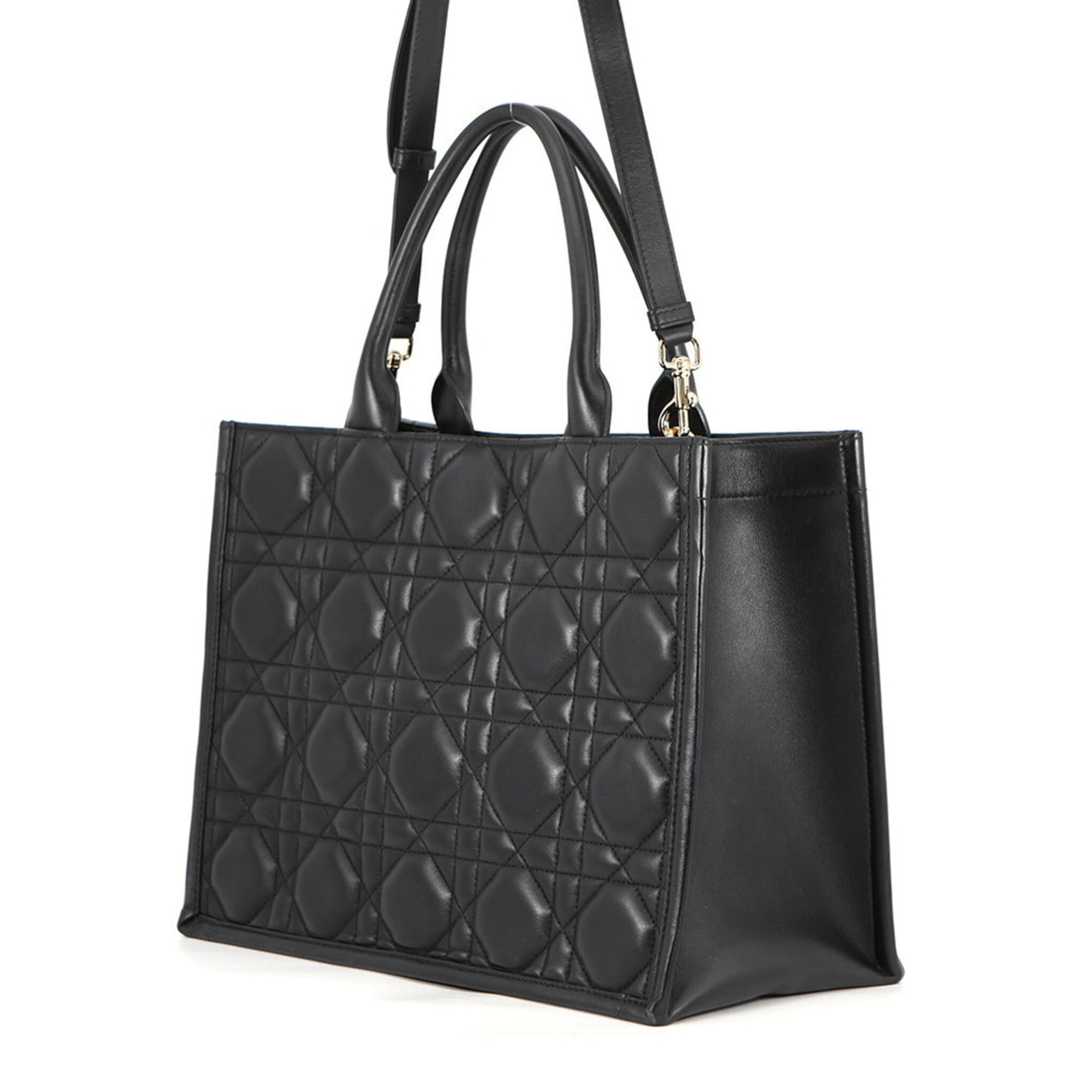 Christian Dior Black Leather Handbag Tote Bag (Pre-Owned)