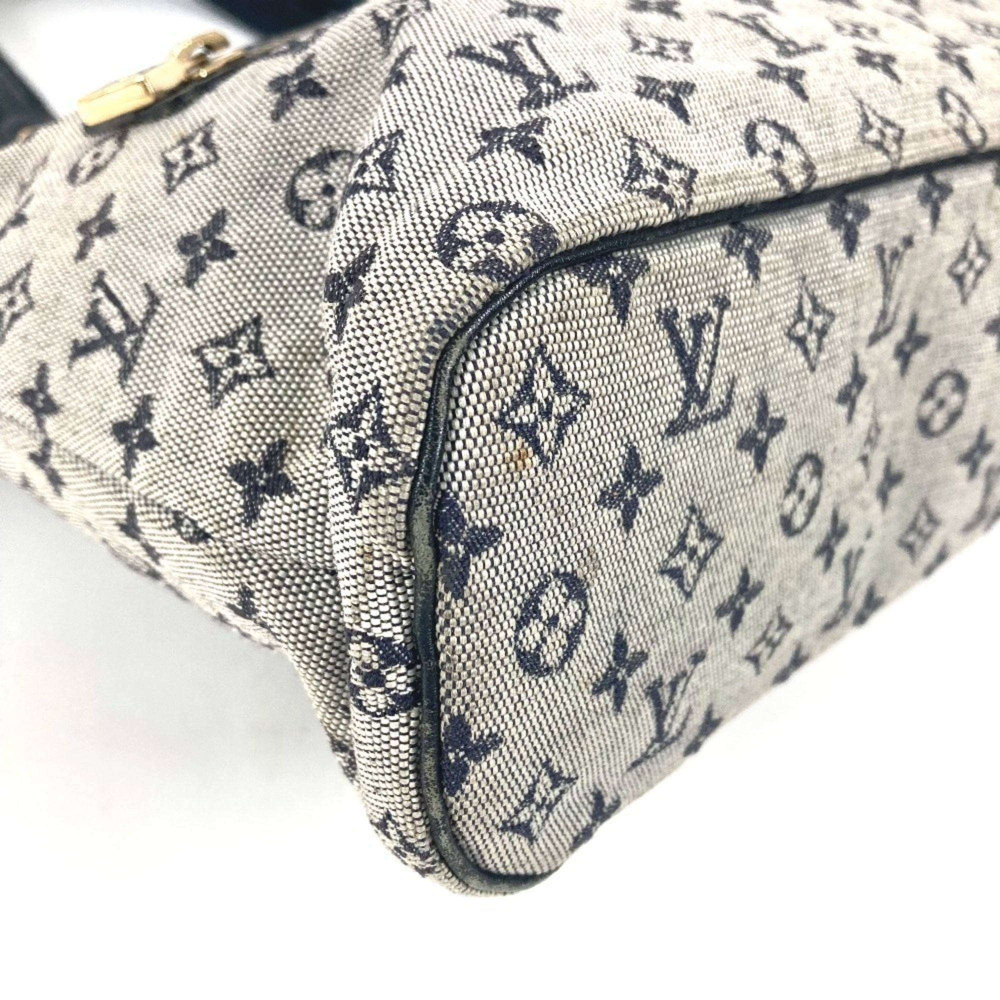 Louis Vuitton Navy Monogram Mini Canvas Leather Handbag Shoulder Bag Tote Bag (Pre-Owned)