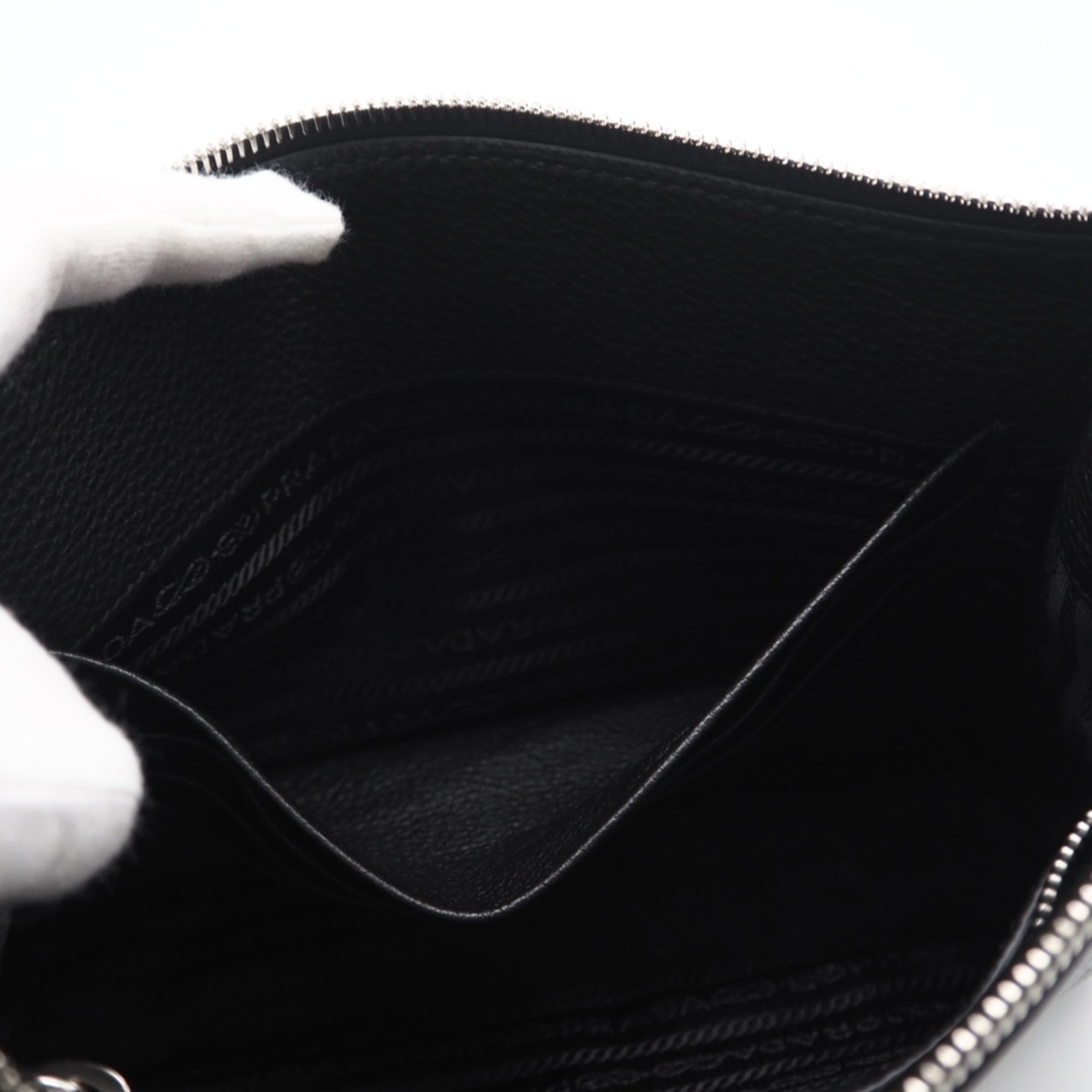 Prada Black Leather Beach Bag Clutch Bag (Pre-Owned)
