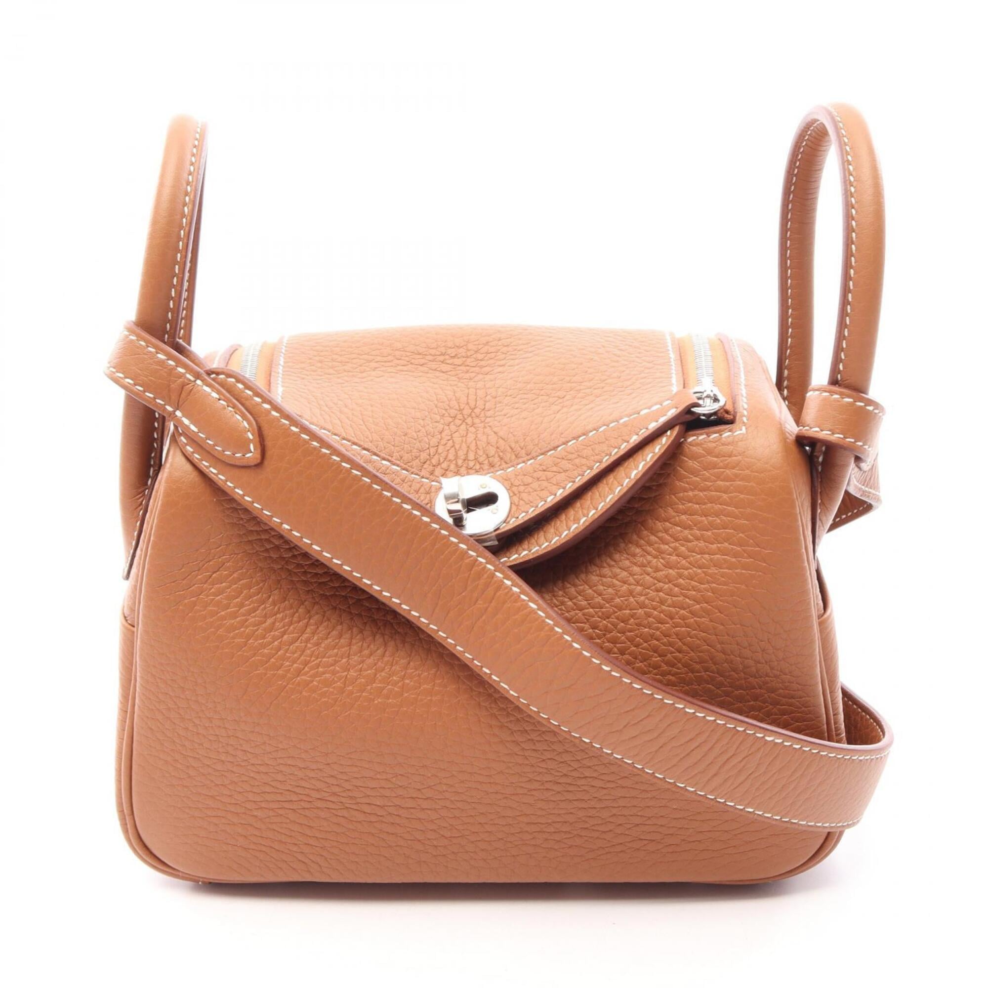 Hermes Brown Gold Taurillon Clemence Leather Leather Handbag Shoulder Bag (Pre-Owned)