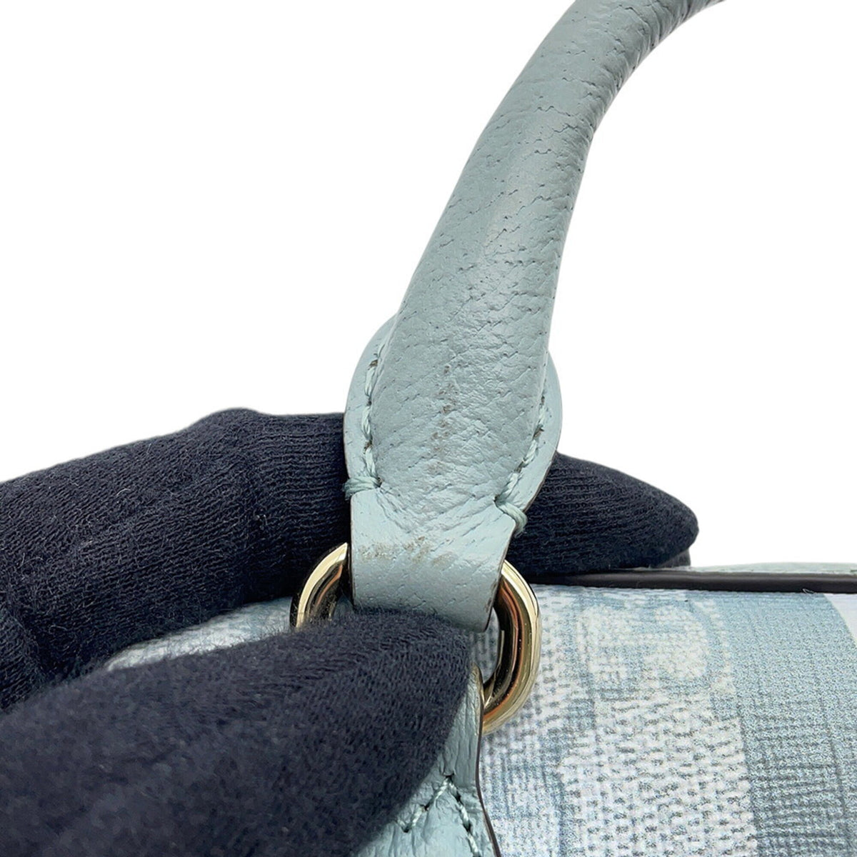 Gucci Light Blue Gg Supreme Leather Boston Bag Handbag Shoulder Bag (Pre-Owned)