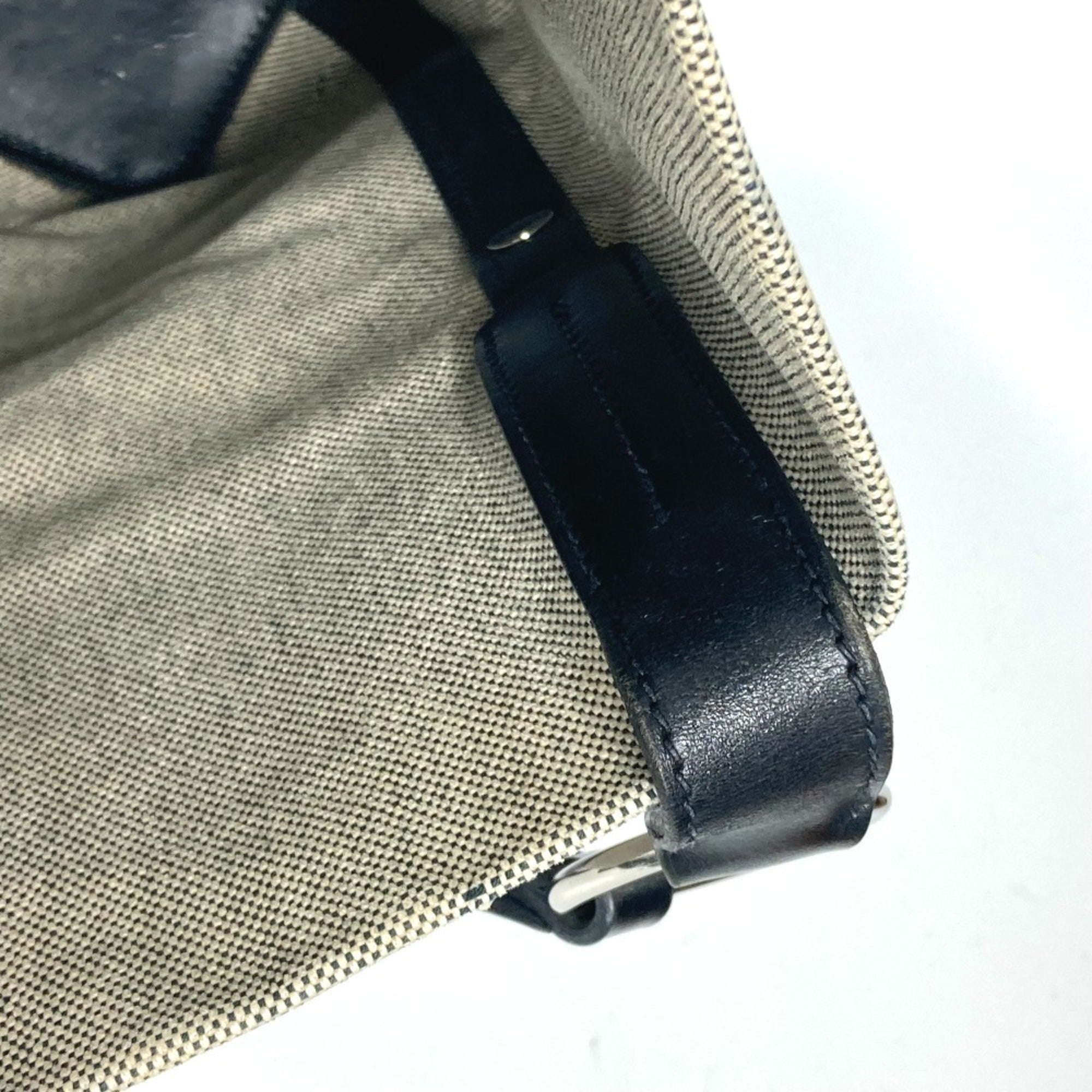 Hermes Black Gray Toile H Coated Canvas Shoulder Bag Tote Bag (Pre-Owned)