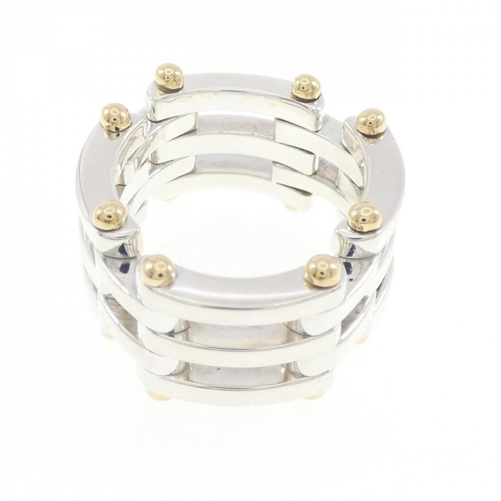 Tiffany Silver Yellow Gold Yellow Gold (18K) Silver 925 Band Ring (Pre-Owned)