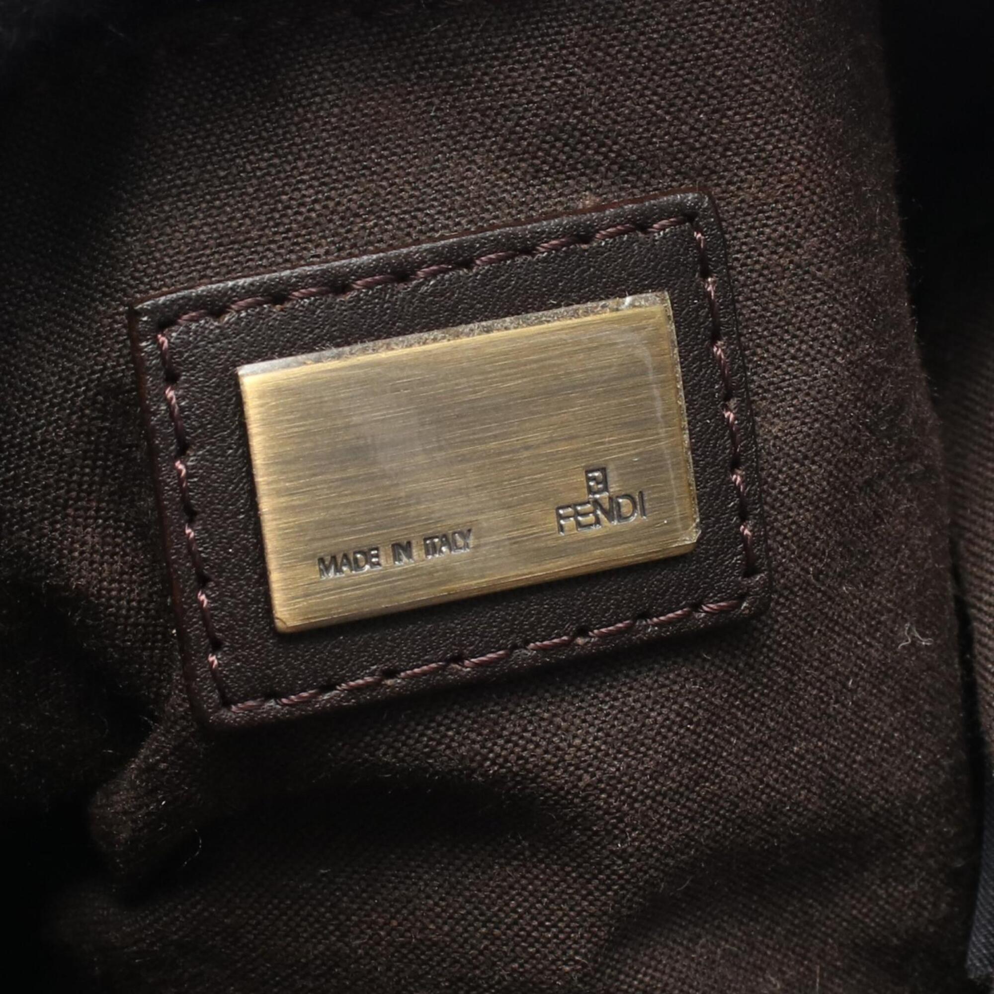 Fendi Black Brown Canvas Leather Handbag (Pre-Owned)