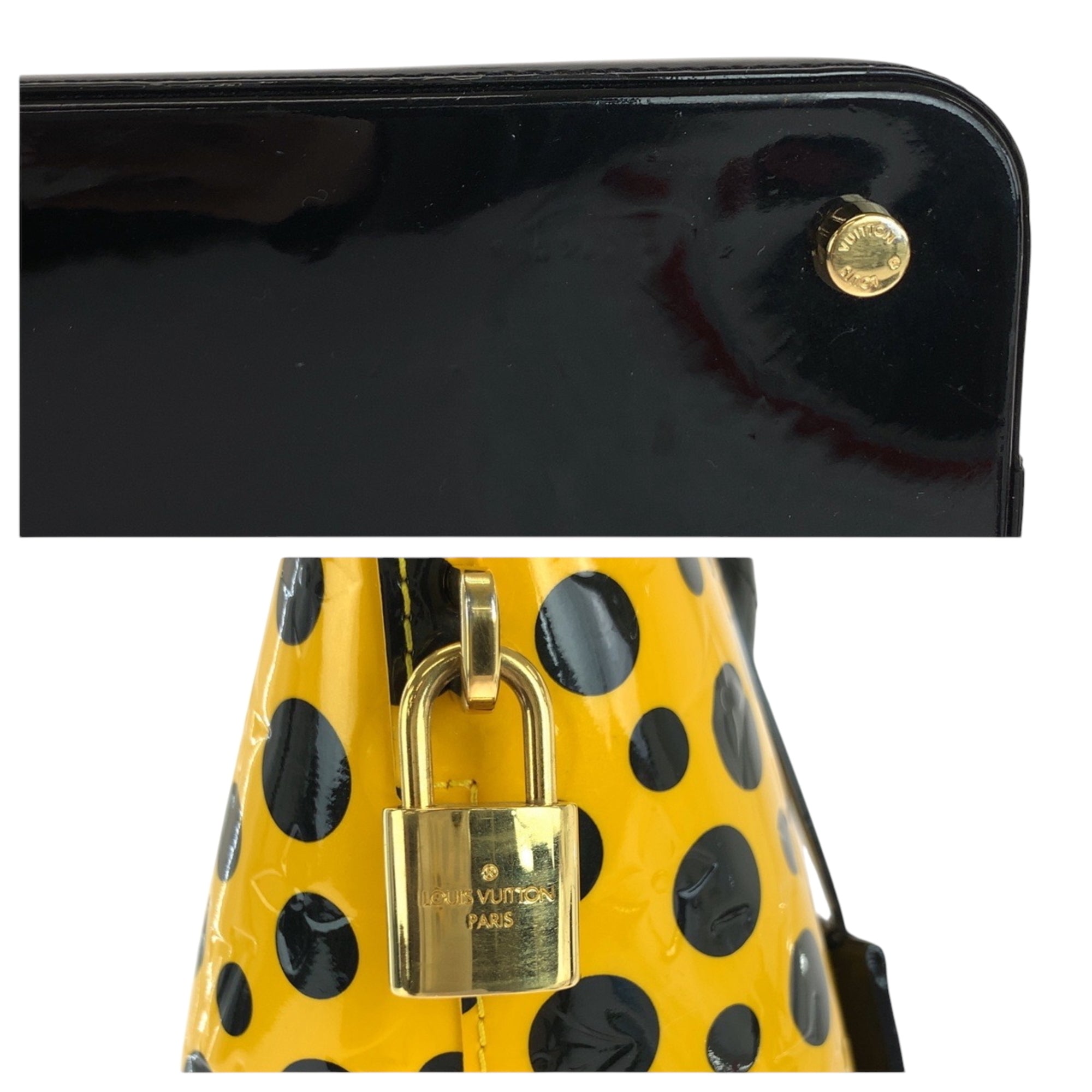 Louis Vuitton Black Jaune Yellow Patent Leather Handbag (Pre-Owned)
