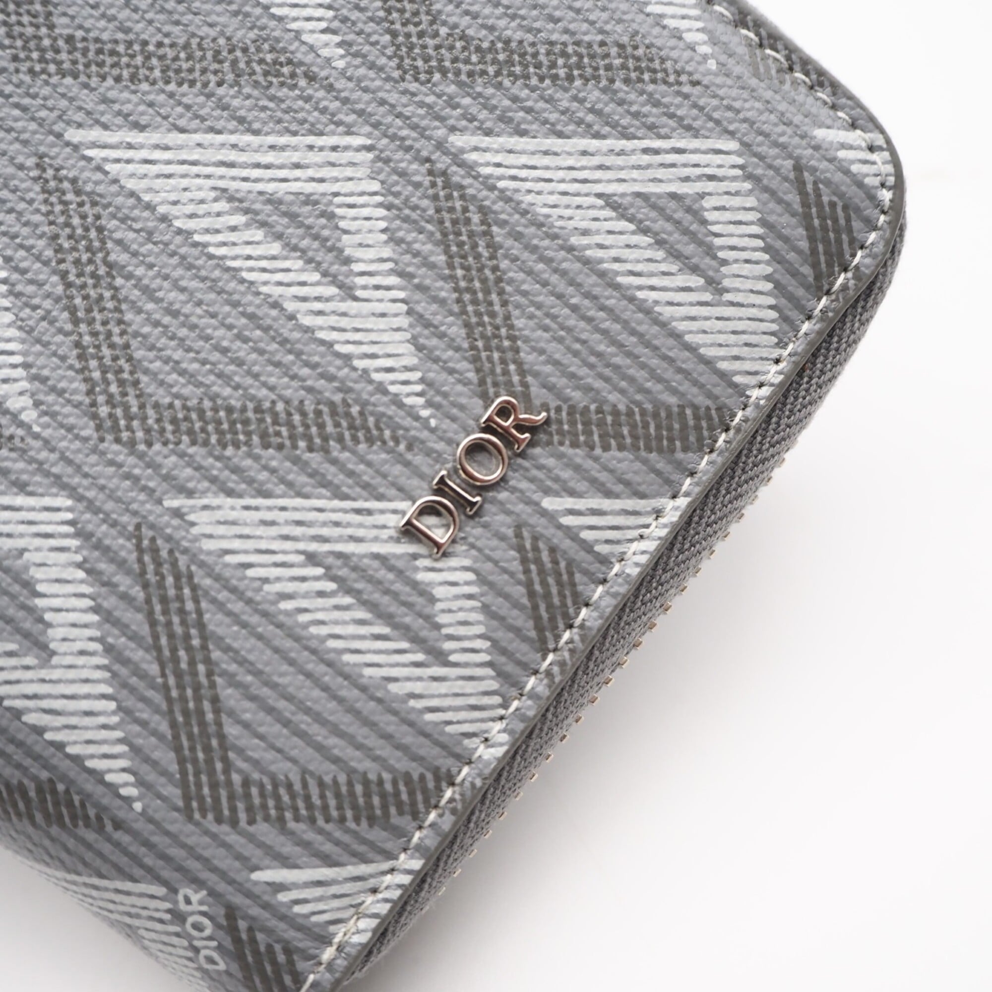 Christian Dior Gray Coated Canvas Leather Long Wallet (Bi-Fold) (Pre-Owned)